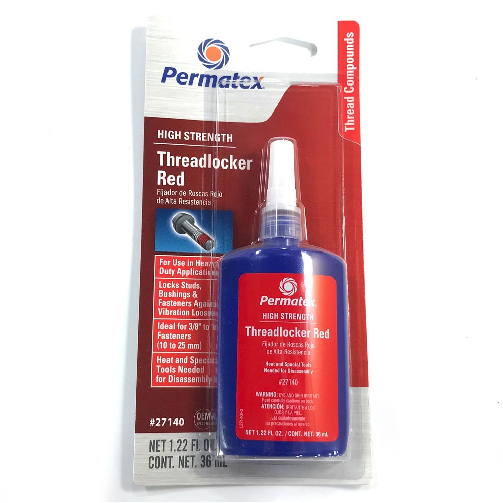 Permatex Thread Locker 27140; Red High Strength, 1.22oz Squeeze Bottle
