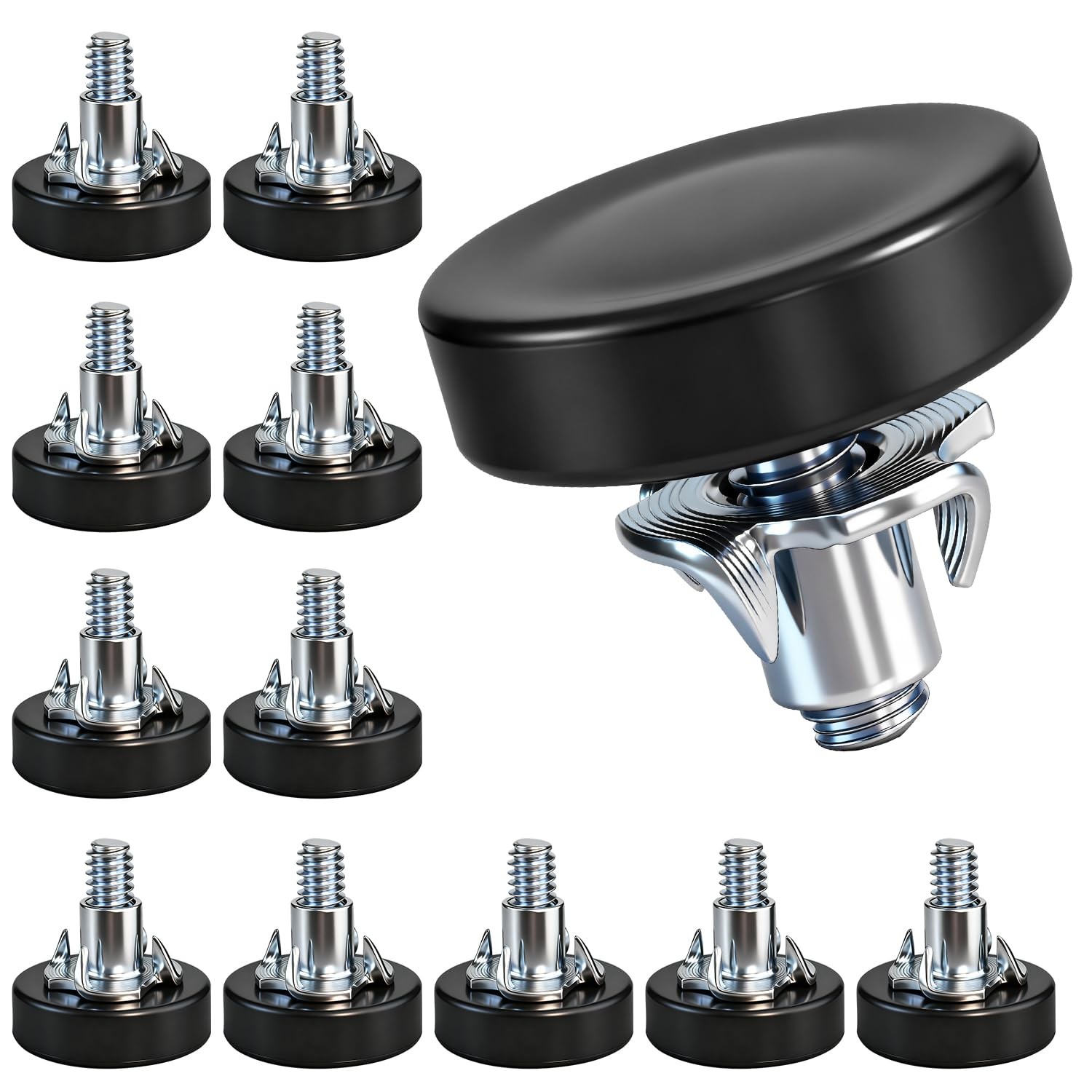 JIUZI 1/4 Thread Leveling Feet with T-Nuts, 12 PCS Adjustable Furniture Leg L...