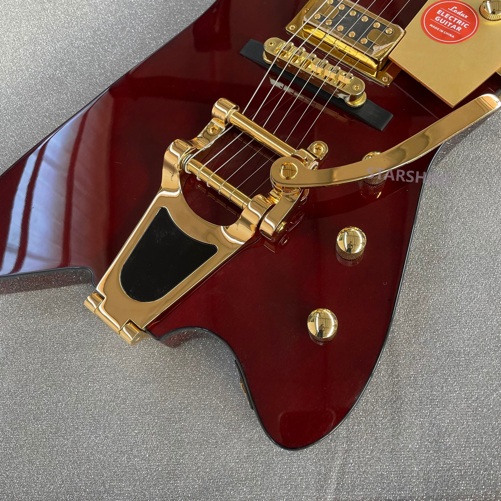 Hot sale Billy Bo Diddley  electric guitar red soild body tremolo  free ship