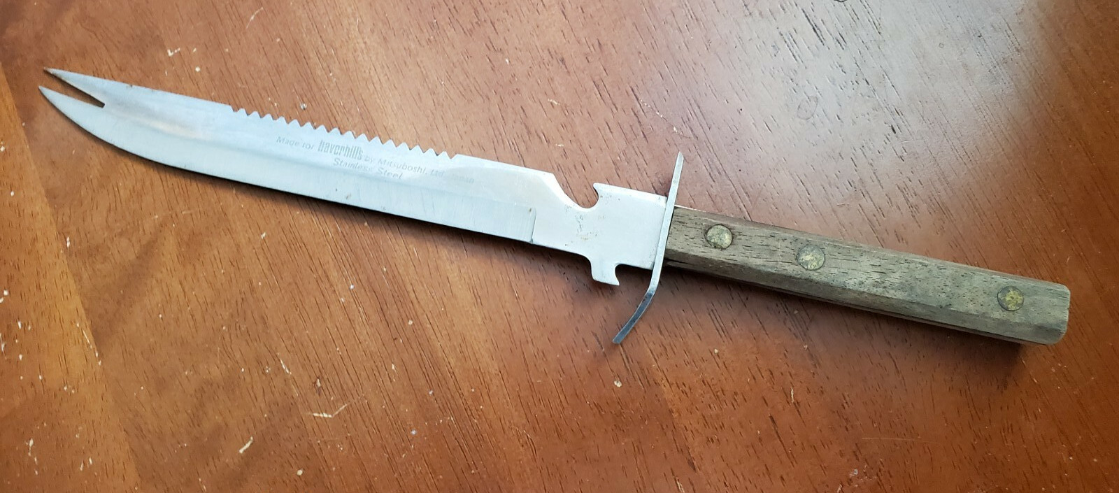 Vintage HAVERHILL Japan Mid-Century Modernist Bartender's XL Serrated Bar Knife