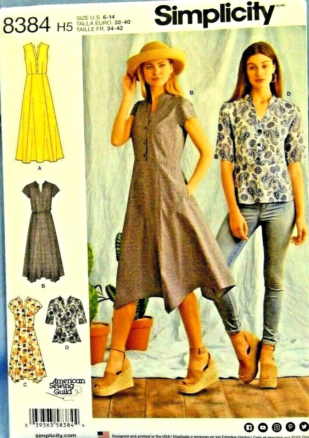 SIMPLICITY PATTERN 8384  DRESSES  TOP   MISSES SIZES 6 8 10 12 14 UNCUT  NEW
