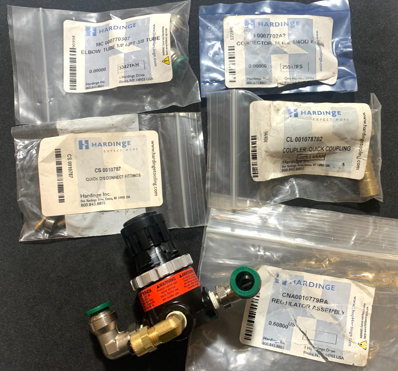 Hardinge LATHE DSM AIR-LUBE REGULATOR CONNECTORS FITTINGS ORIGINAL NEW OLD STOCK