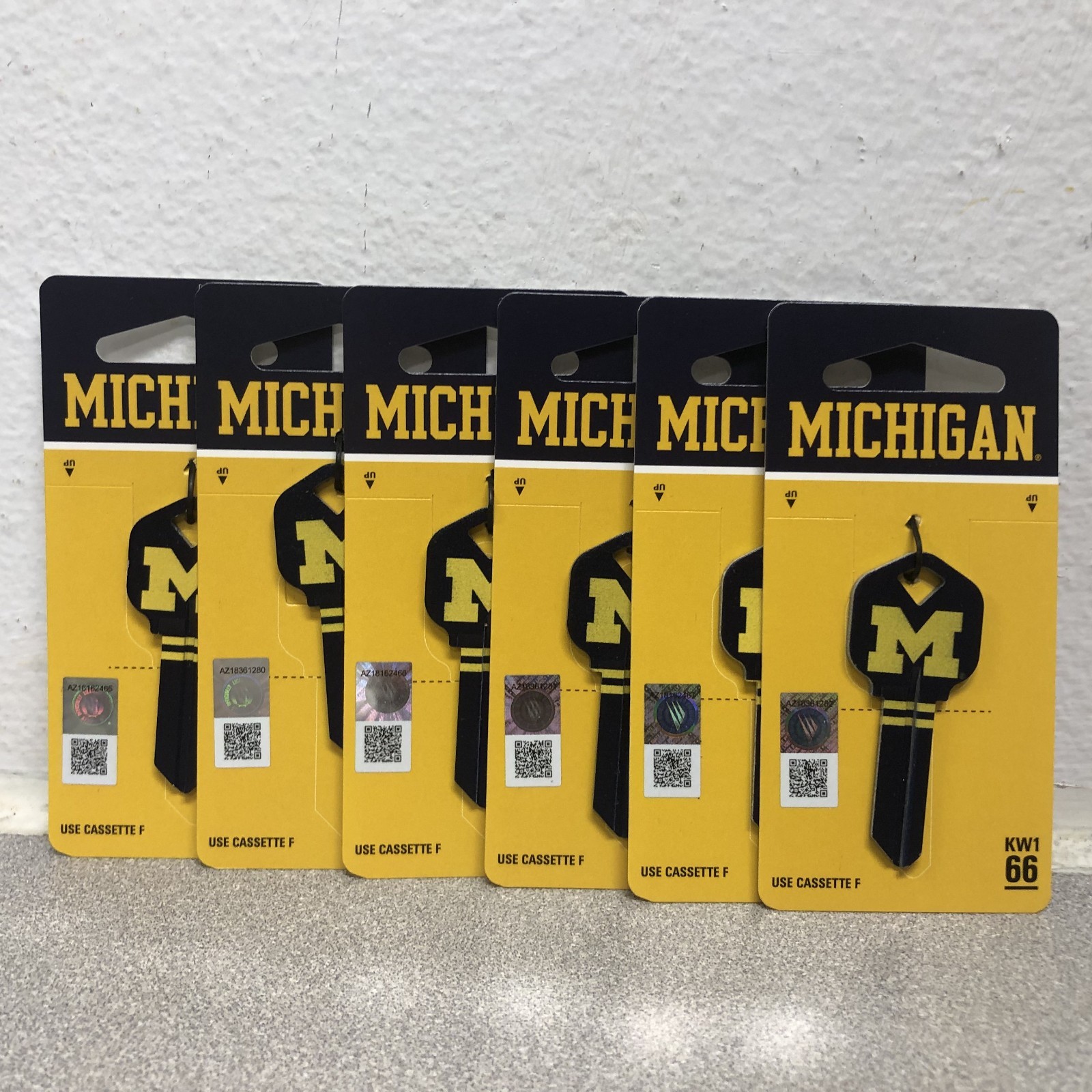 HILLMAN Michigan NCAA Kwikset/66 KW1 House/Office Key Blank Blue Box of 6 Keys