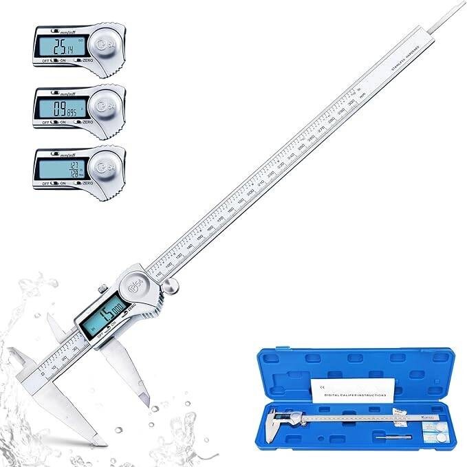 Calibrador digital, herramienta de medición de calibre de 12 pulgadas con acero.