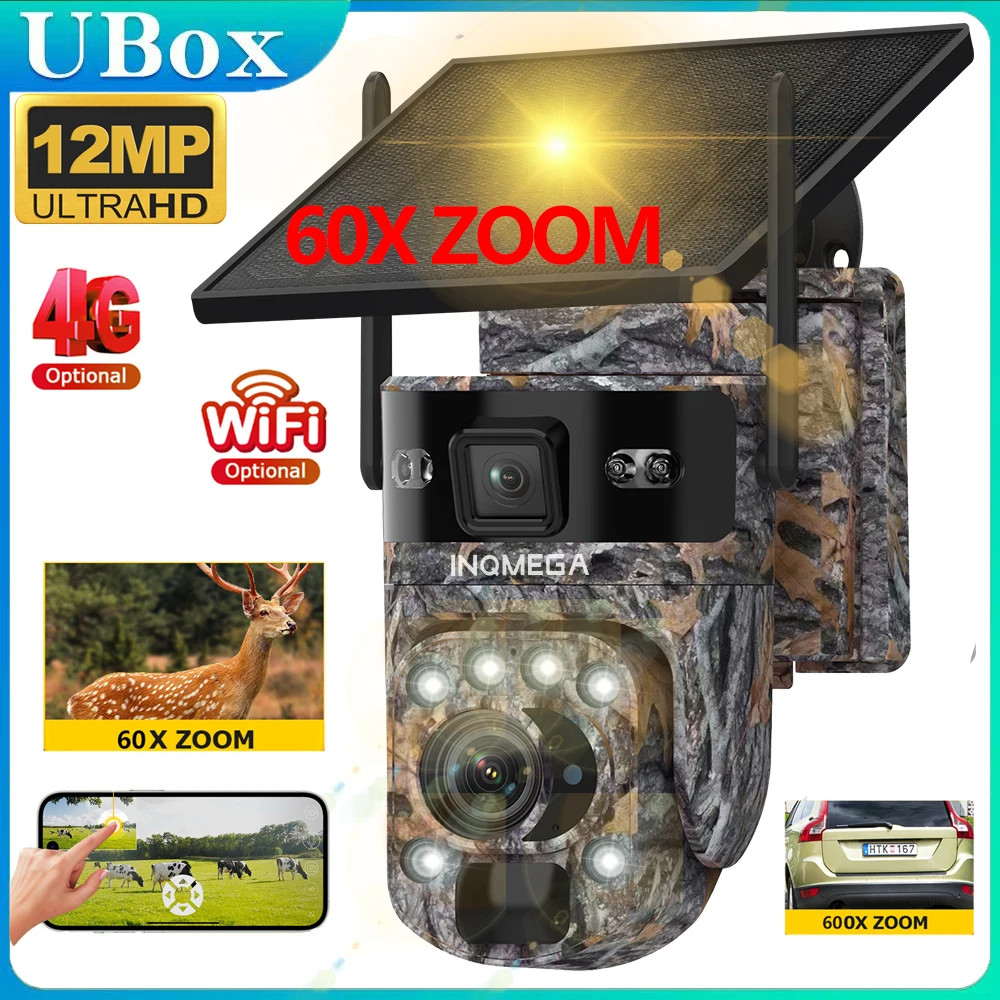 4G Solar Camera Dual Screen Outdoor 60X Zoom Auto Tracking Wildlife Cameras