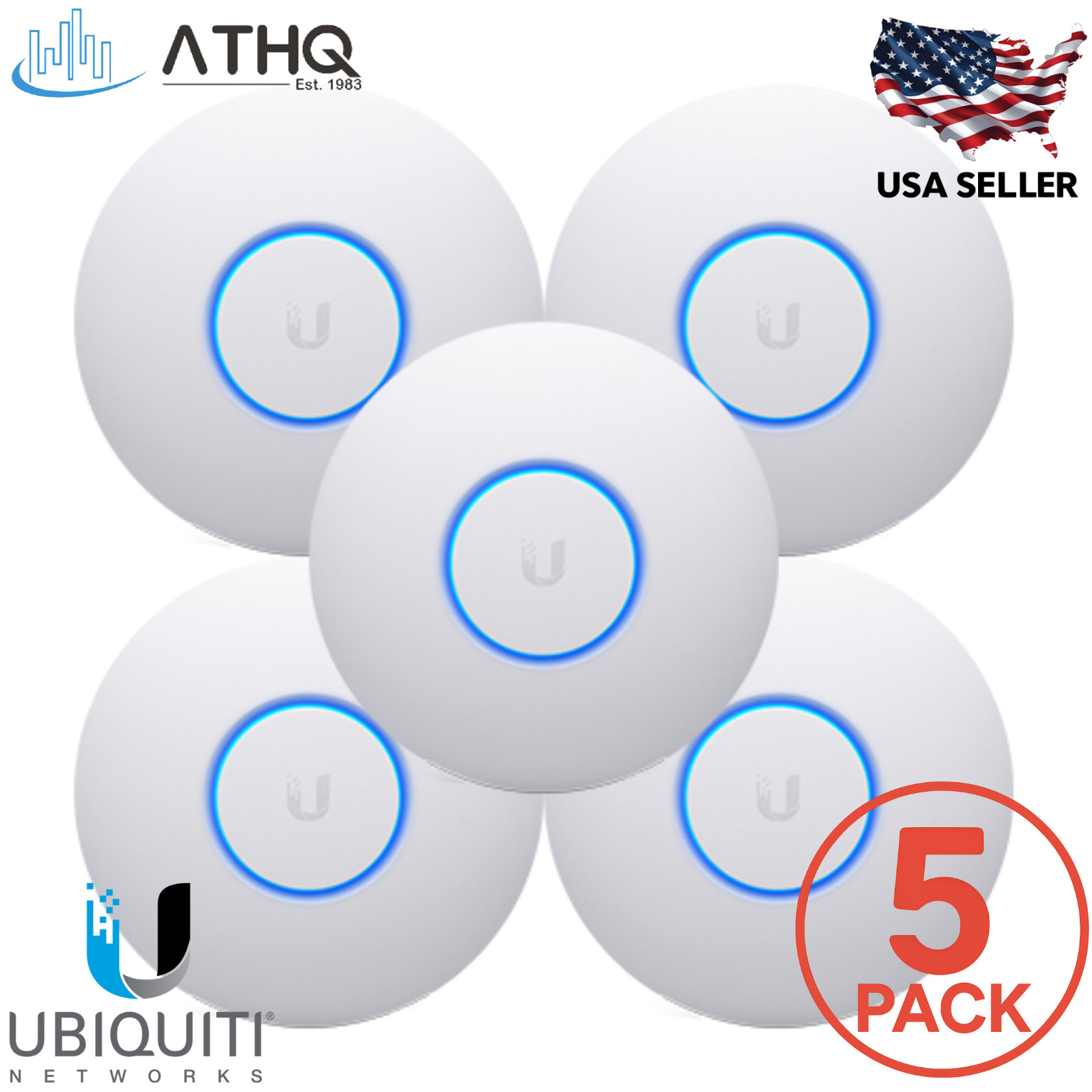 PACK OF 5 Ubiquiti UniFi nanoHD Dual-Band 4x4 MU-MIMO Wi-Fi 5 Access Point - NEW