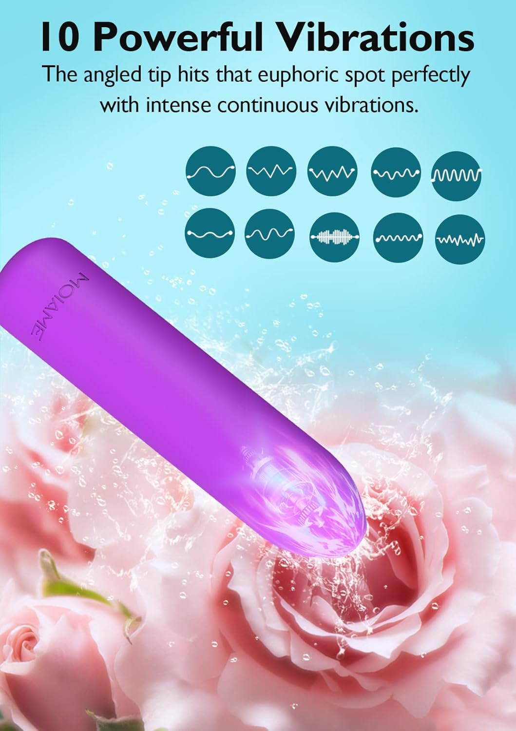 Small Bullet Vibrator for Women: Waterproof Mini Clit Vibrator with 10 Modes, Fu