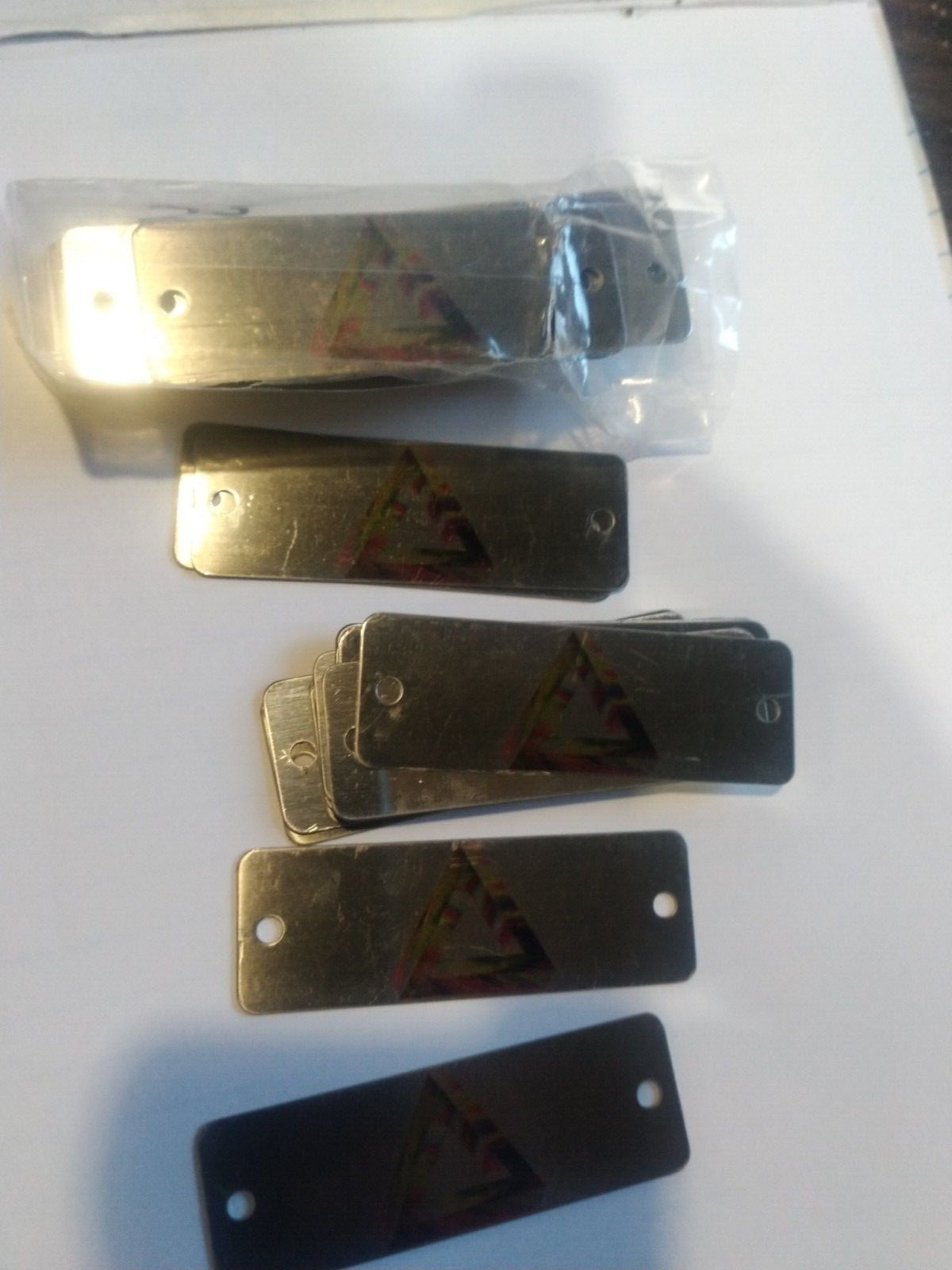 50) *NEW* Stainless Steel Blank Name Plates Satin with Prizm etched 3"x 1" Cheap
