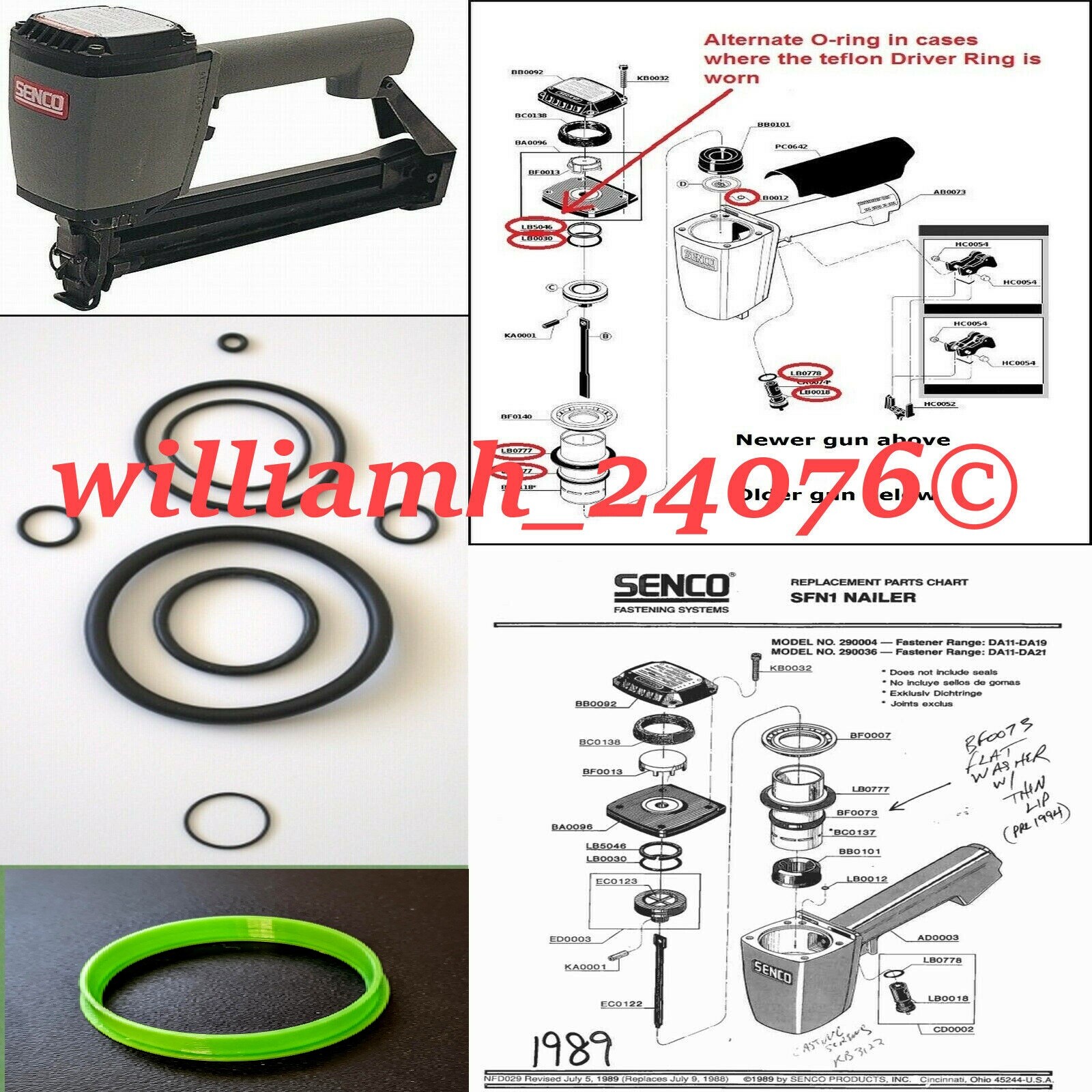 Senco Finish Nailer SKS SFN1 O-ring Repair Kit + Part BF0073 All Parts Brand New