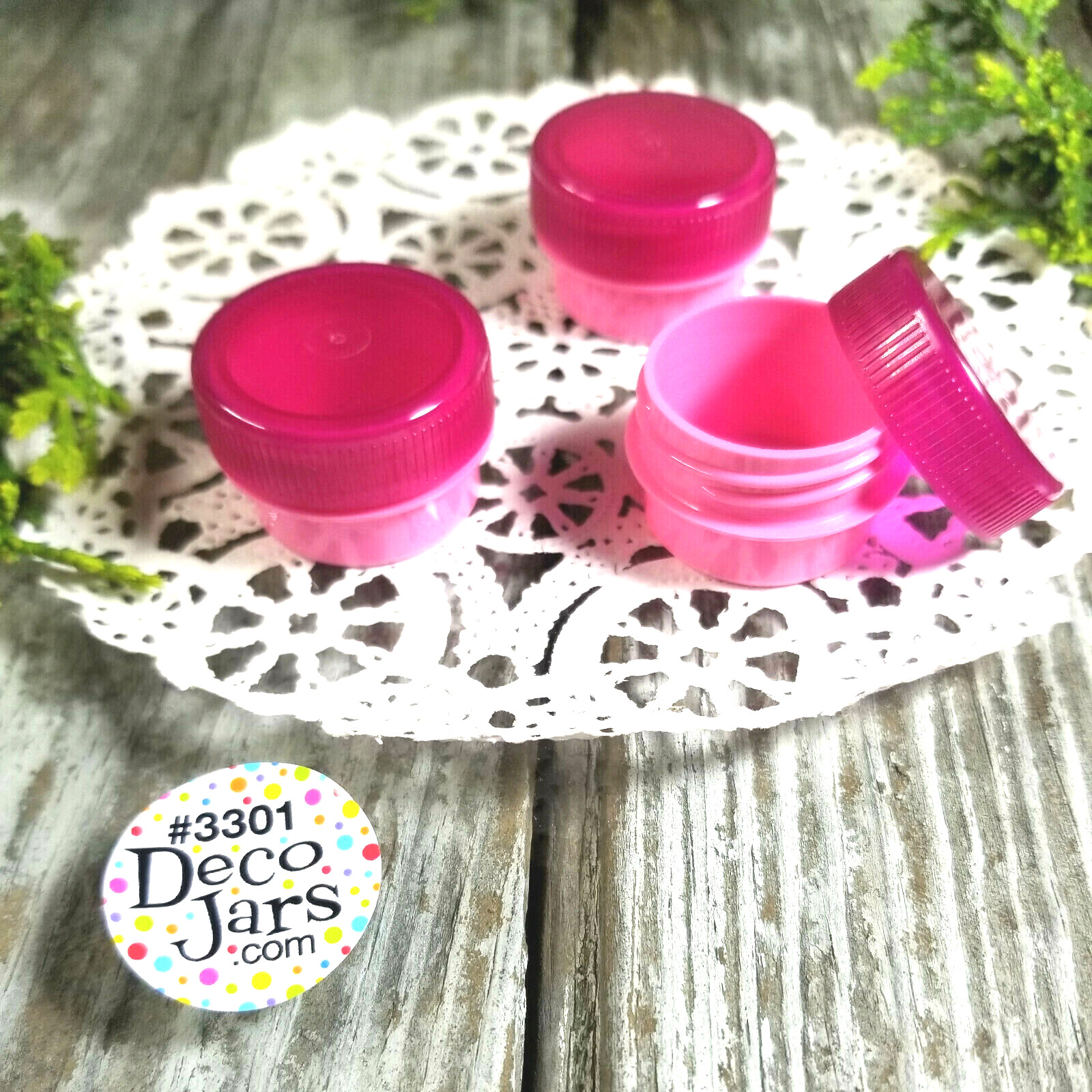 20 PINK 1/4oz  DIY LIPBALM   Plastic JARS 1TSP Container 3301 DecoJars  USA