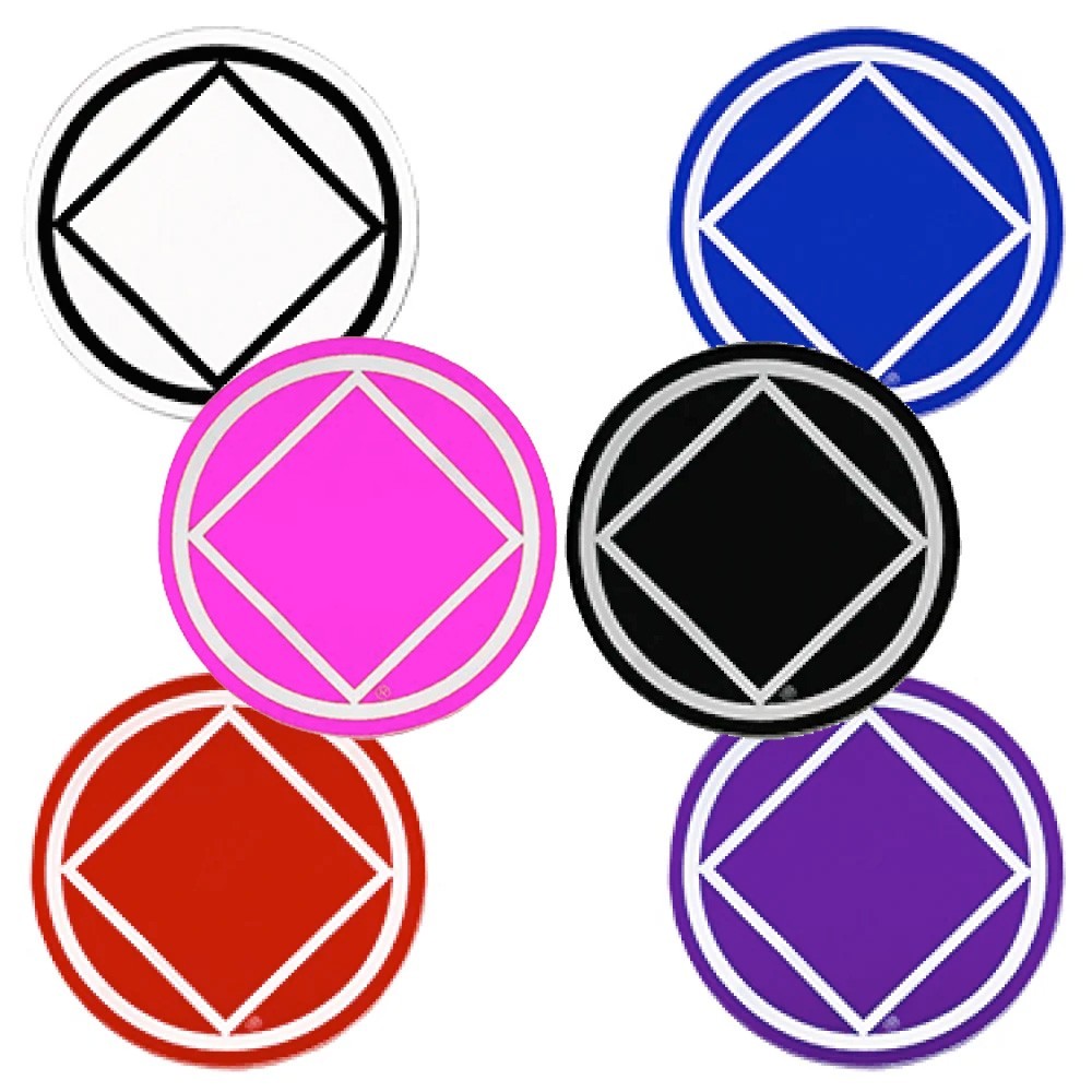 Set of 12 Small 1-1/2" Round NA Narcotics Anonymous Symbol Stickers RS4