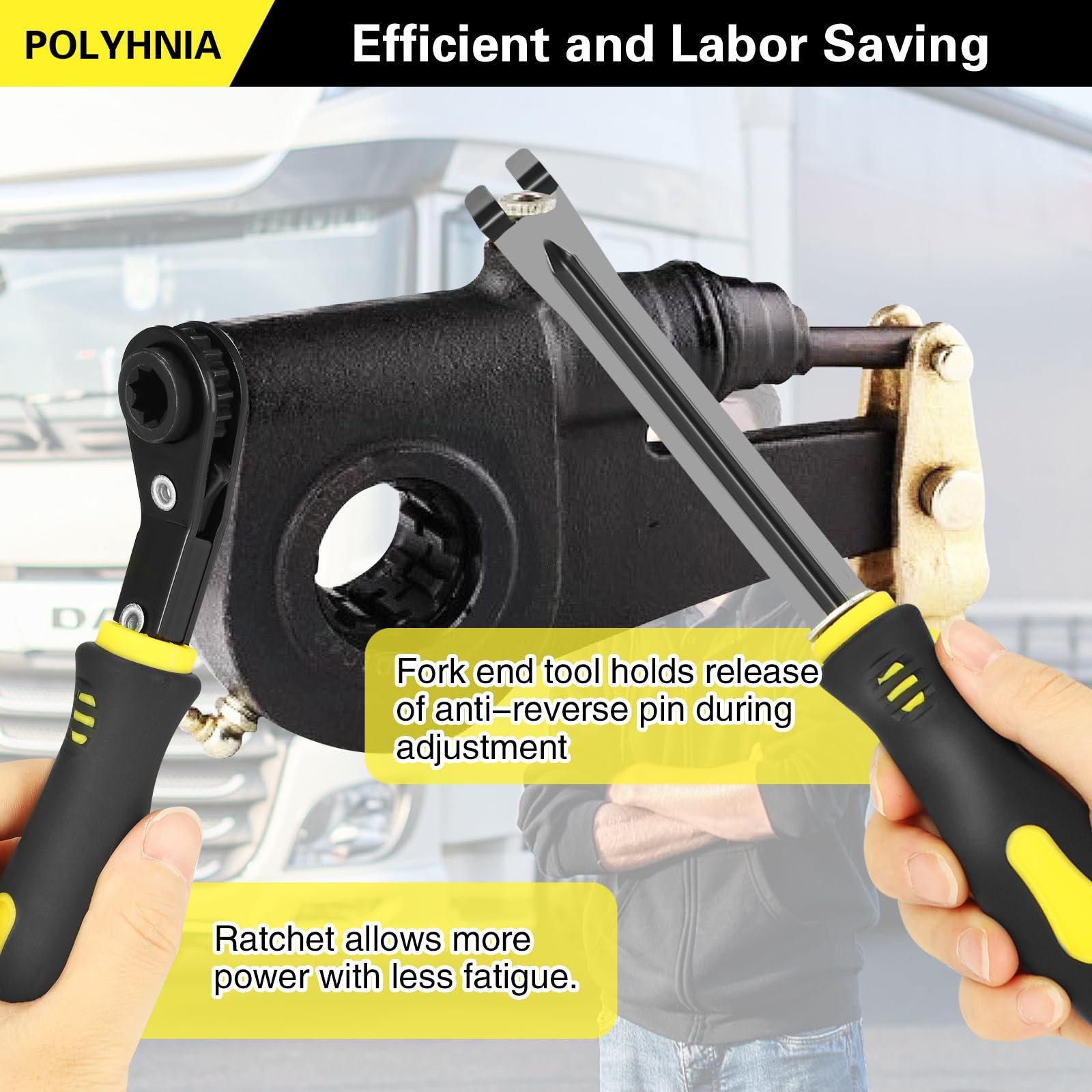 POLYHNIA 2 PCS Slack Adjuster Tools, Brake Adjustment for Semi, Fork Black