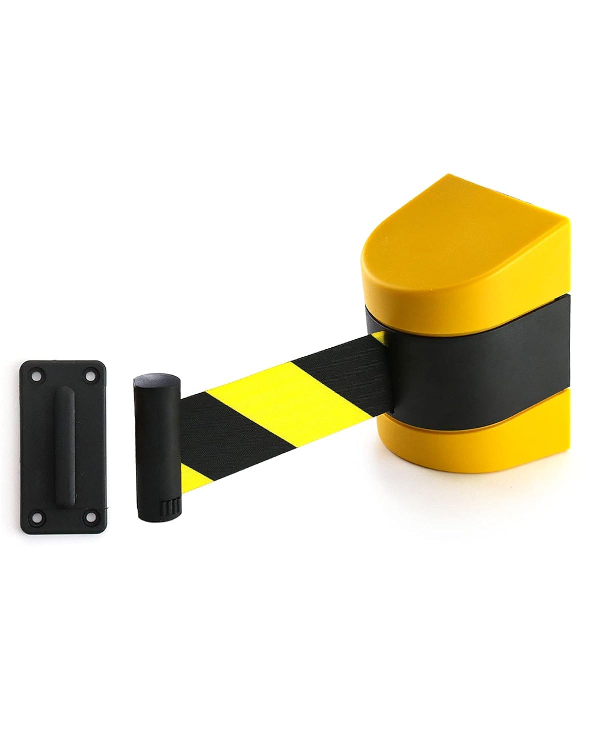 Wall Mount Retractable Belt Barrier 16ft ABS Case Black/Yellow Safety Indoor Use