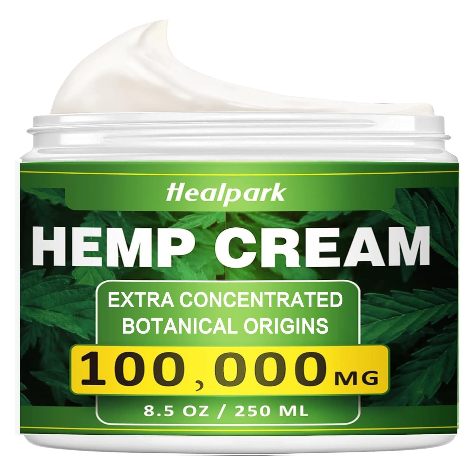 Healpark hemp Cream - 8.5 fl oz -with Arnica,MSM, 8 Fl Oz (Pack of 1), white