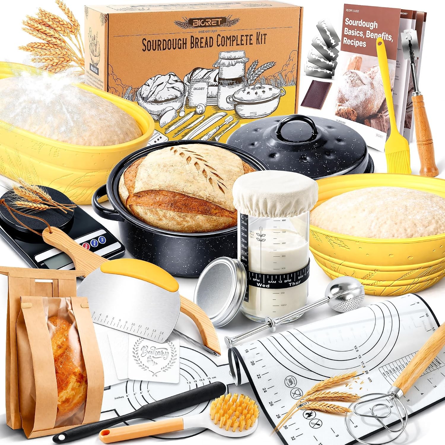 Sourdough Starter Kit for Beginners 34 oz Starter Jar with Scale Marking 2
