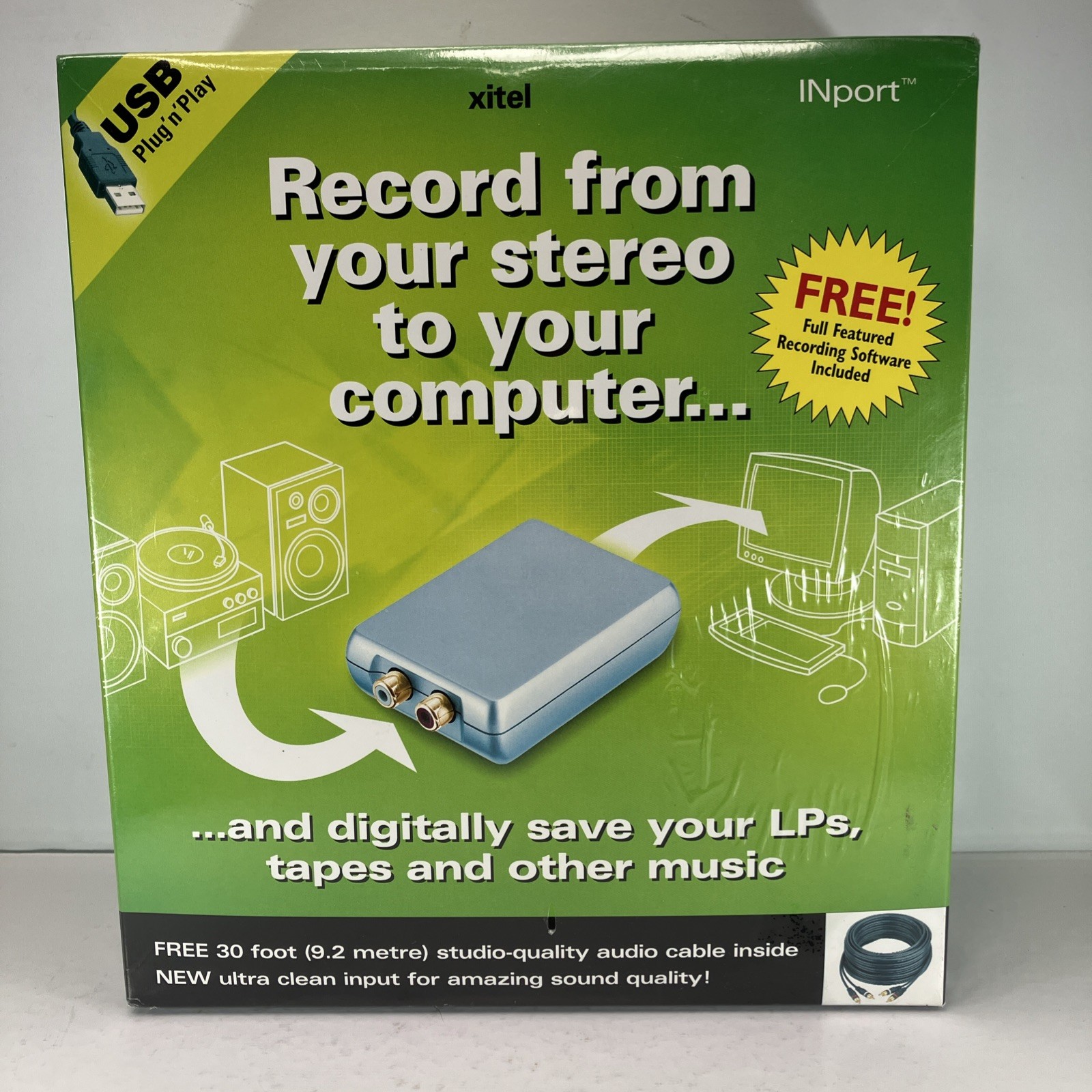 Xitel Inport Audio Recording Kit Import All Audio Sources to Computer Brand New