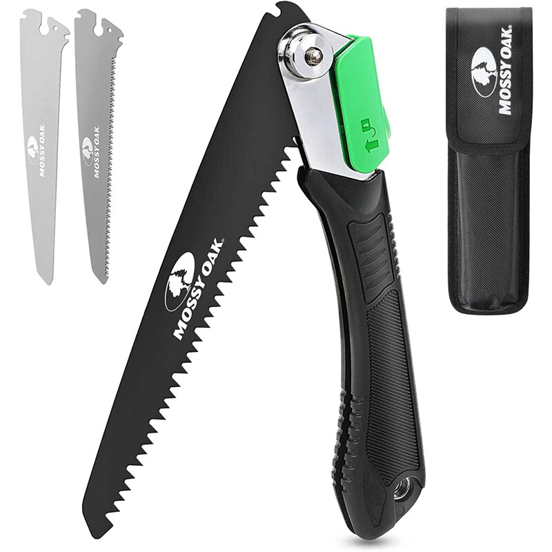 MOSSY OAK 3 in 1 Folding Saw Pruning Hand Saw Set w/Wood Metal &PVC Blades Pouch