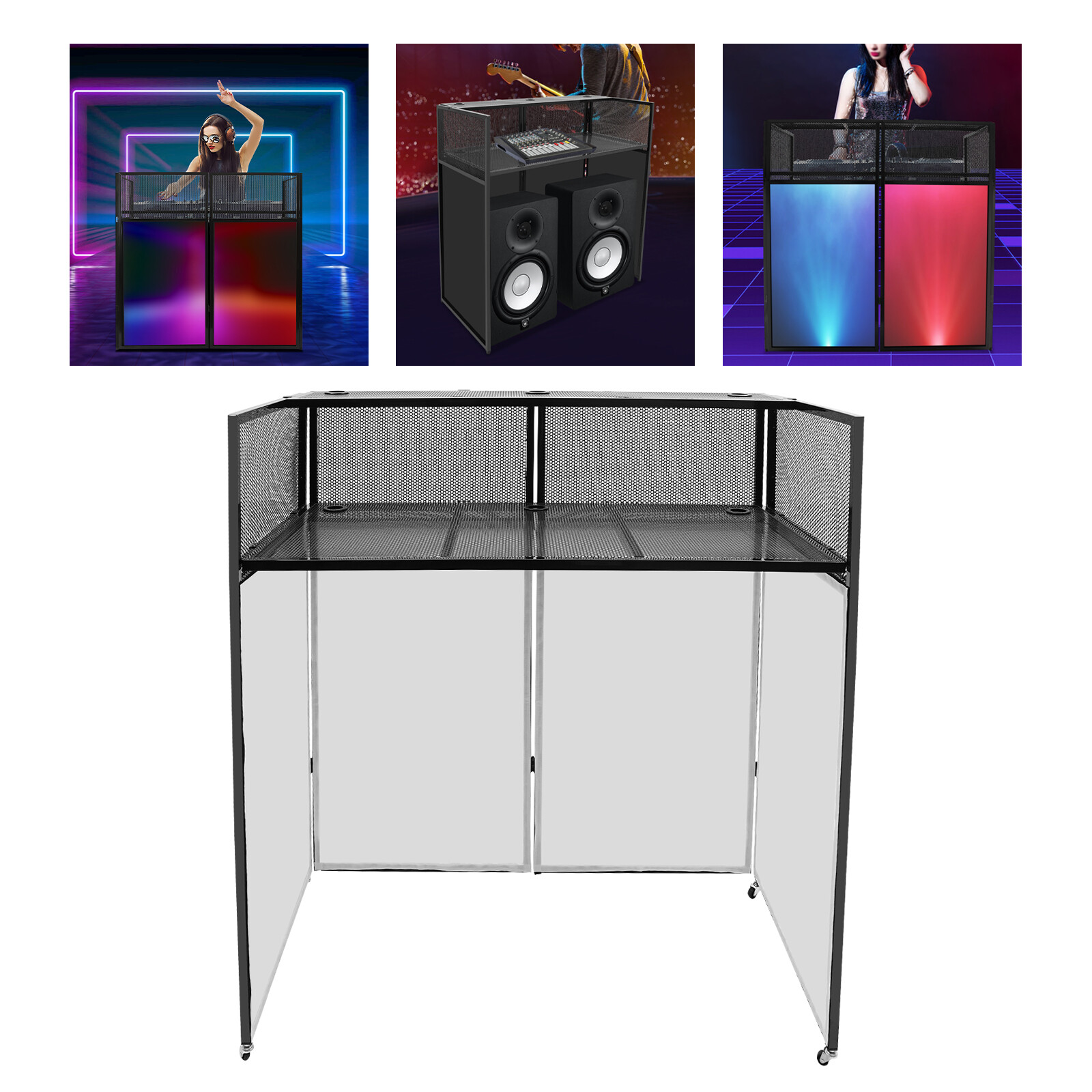 Rolling DJ Display Stand DJ Event Booth Facade Portable DJ Facade Booth Table