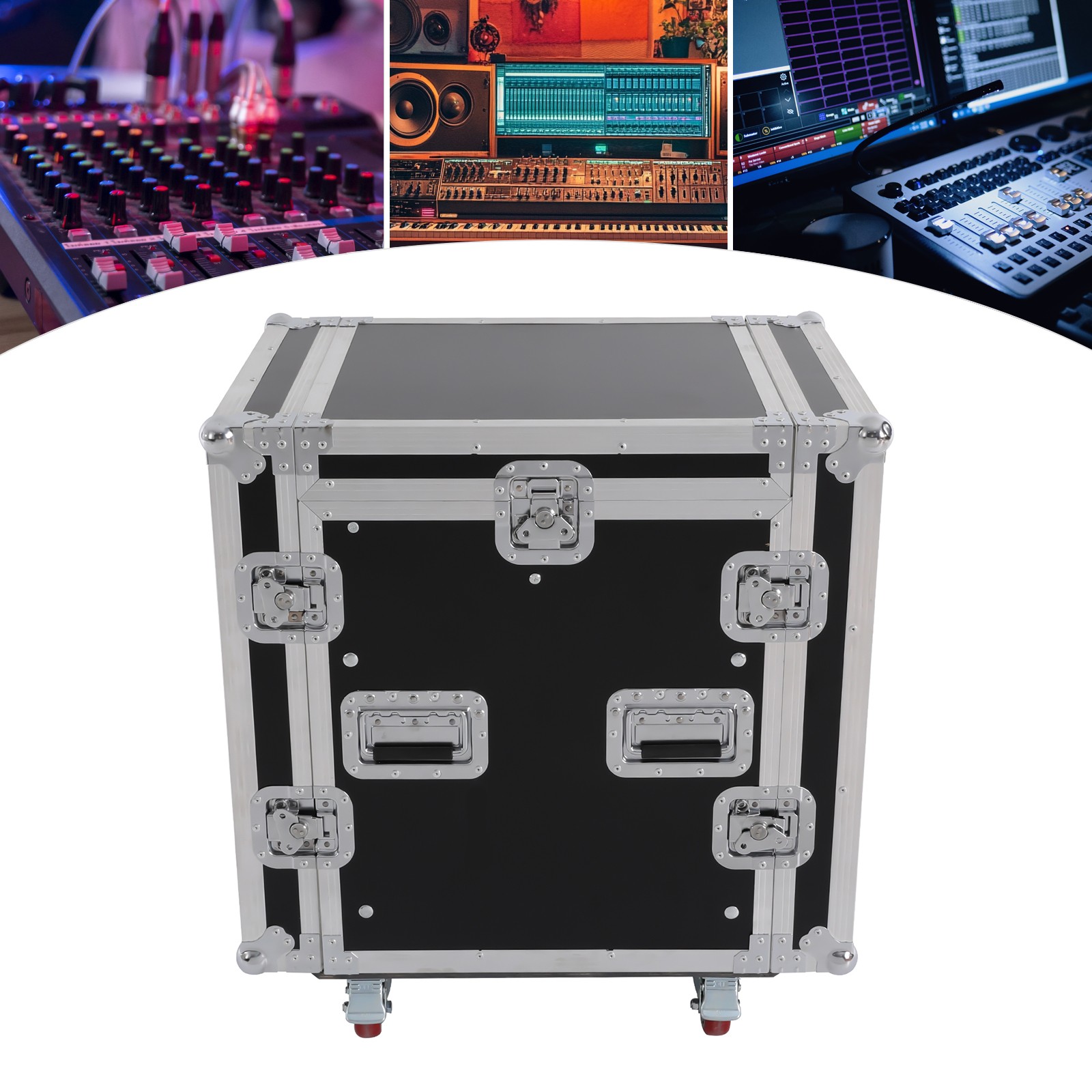 14U PA DJ Rack Case with Wheels & Brakes 330LBS Road Flight Case 19 Inch NEW