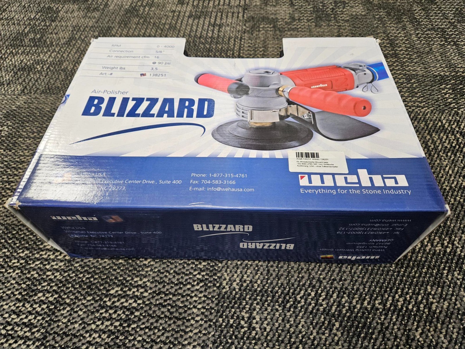 Weha Blizzard Rear Exhaust Center Water Feed Air Polisher 138251