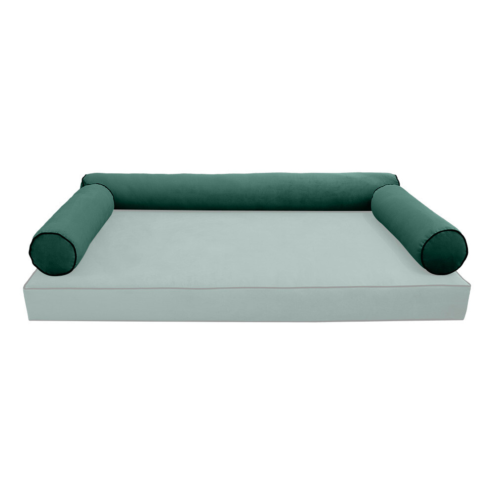 STYLE V6 Twin Velvet ContrastPipe Indoor Daybed Bolster Pillow |COVER ONLY|AD317