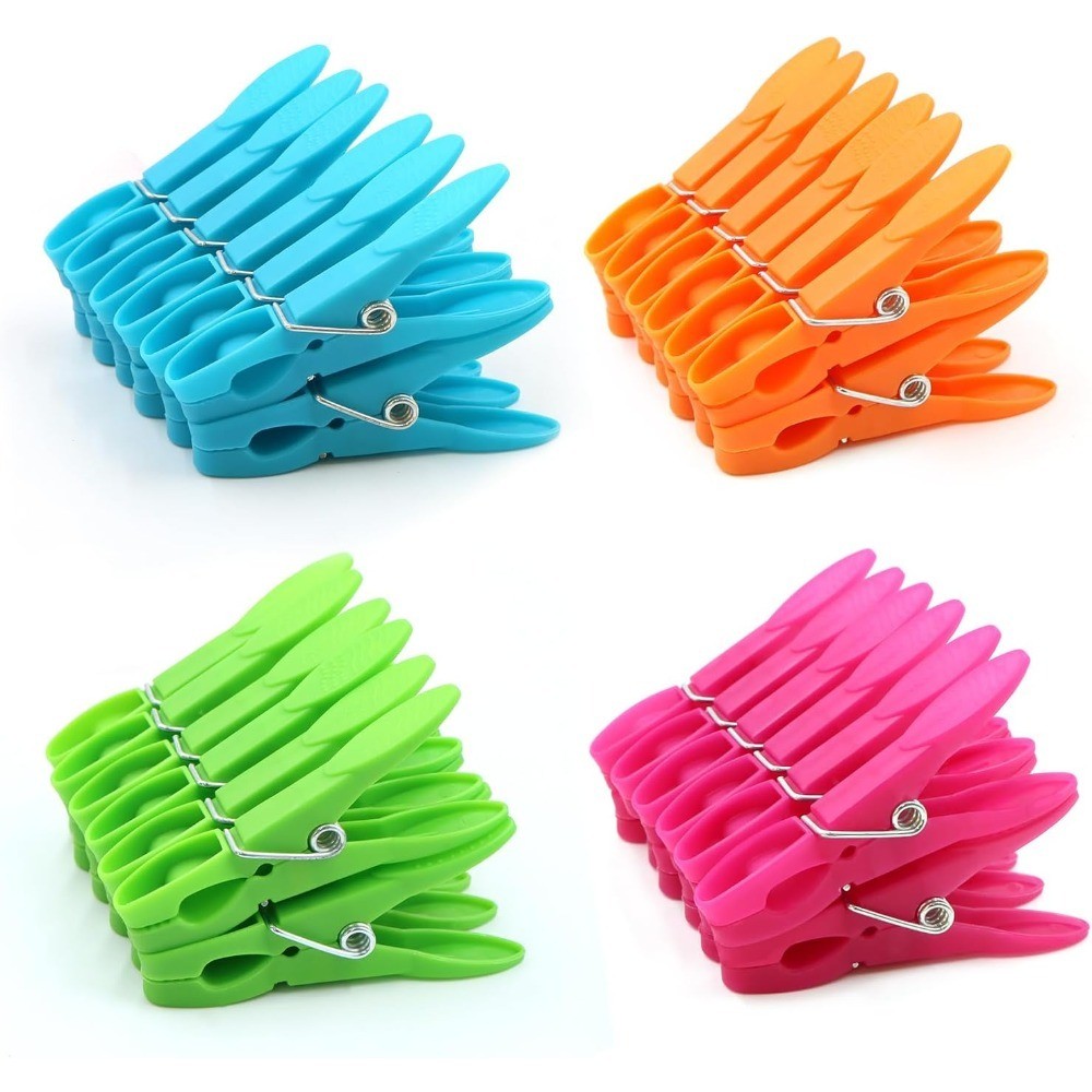 Heavy Duty Plastic Clothespins with Springs 48 Pack Colorful Laundry Clips for
