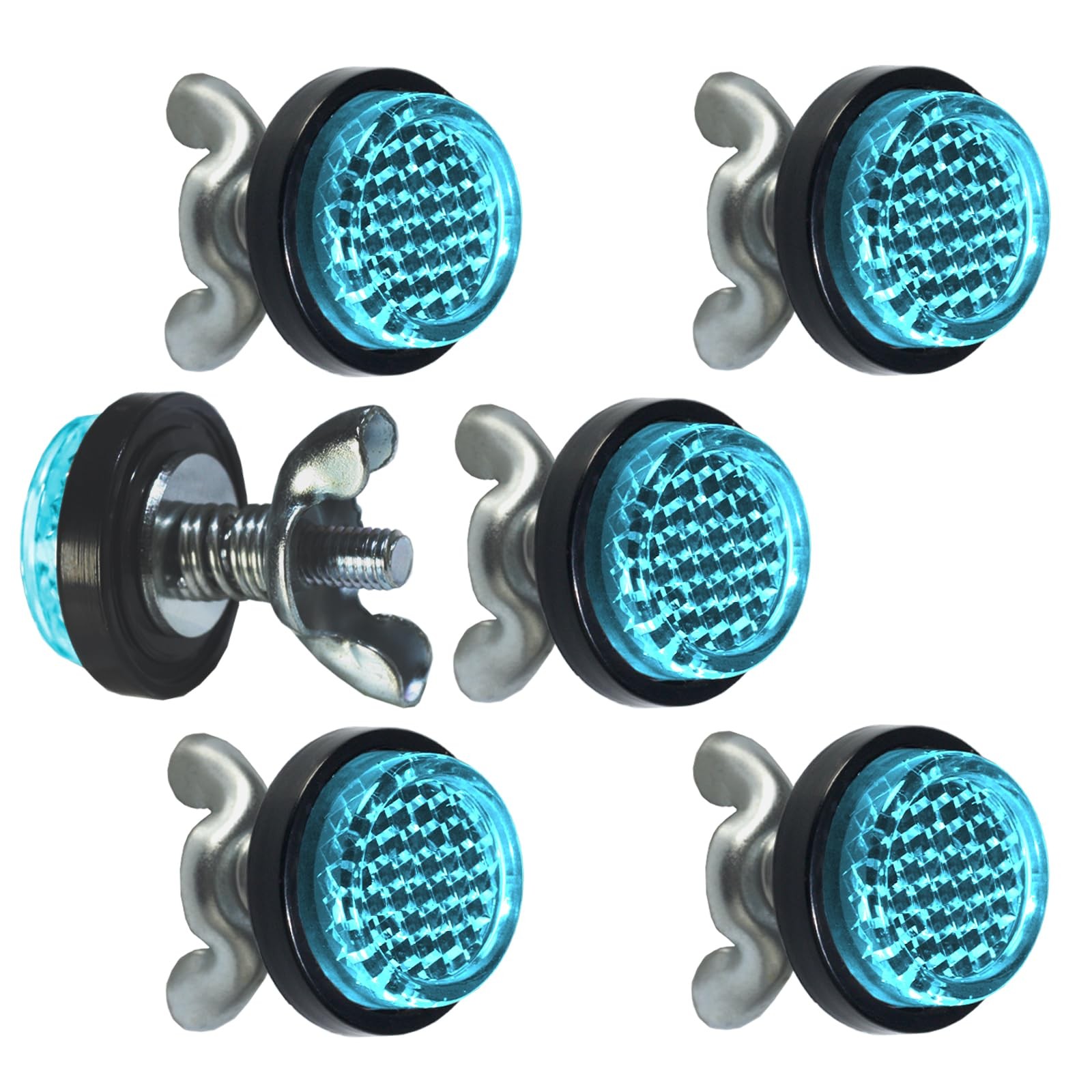 LordandLand Blue Reflector Motorcycle License Plate Bolts and Nuts