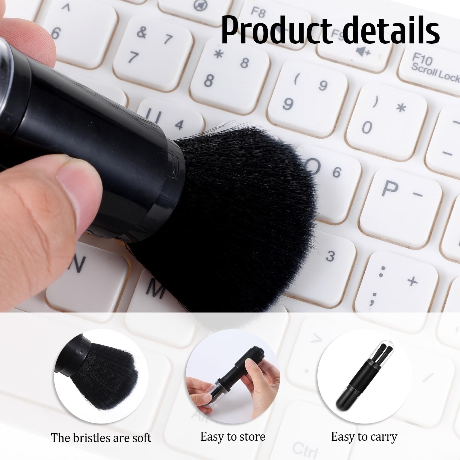 4 Pack Exquisite Duster Brush Kit, Mini Keyboard Cleaning Brushes Kit Black
