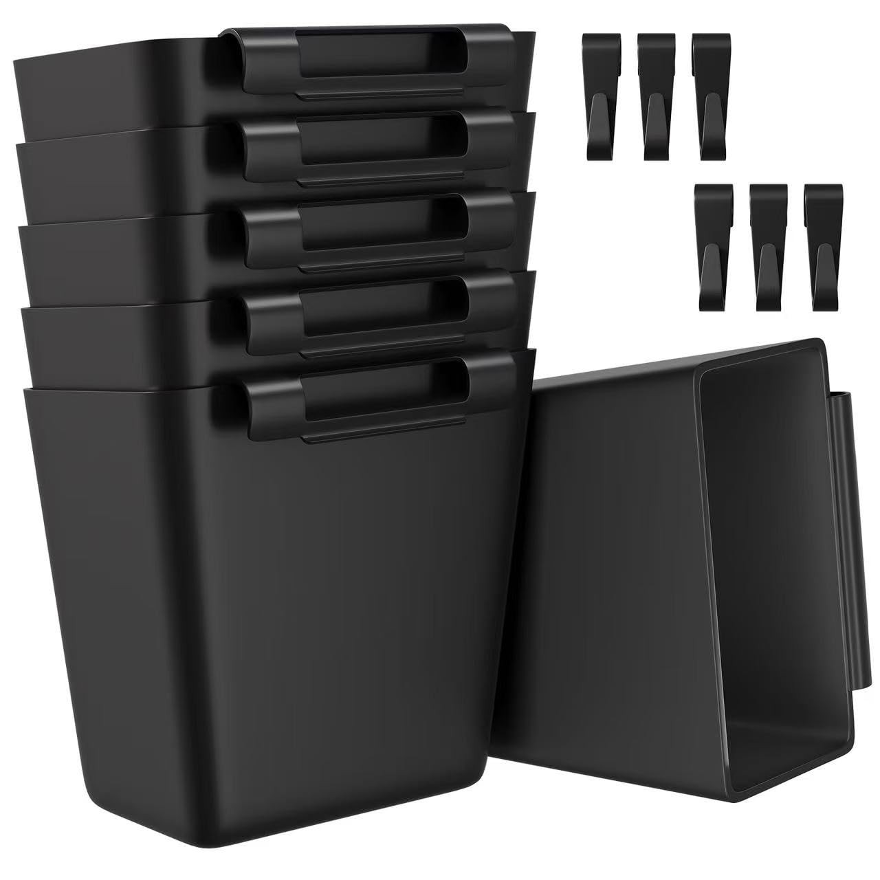 6 Pack Rolling Cart Accessories, Black Plastic Hanging Cup Holder for Utility...
