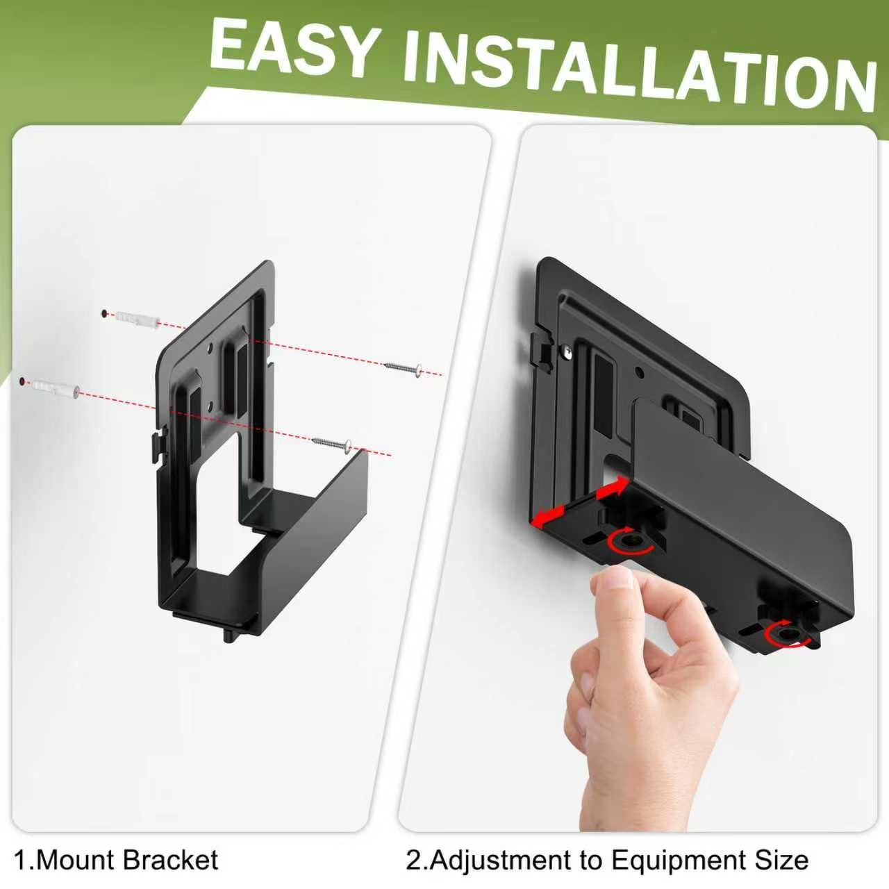 Cable Box Modem Wall Mount Adjustable For Small Wide Device Media DVD 2 PCS