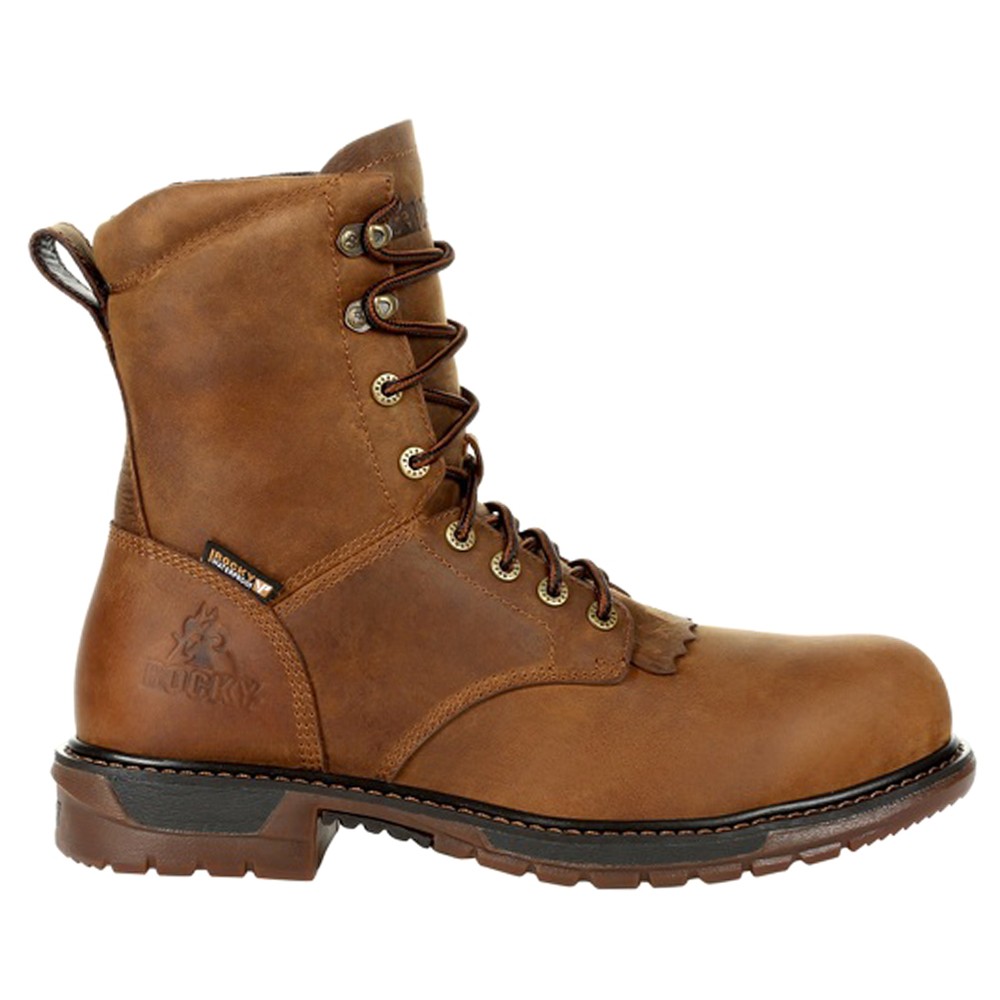 Rocky Original Ride Flx 8 Inch Waterproof Composite Toe Work  Mens Brown  RKW032