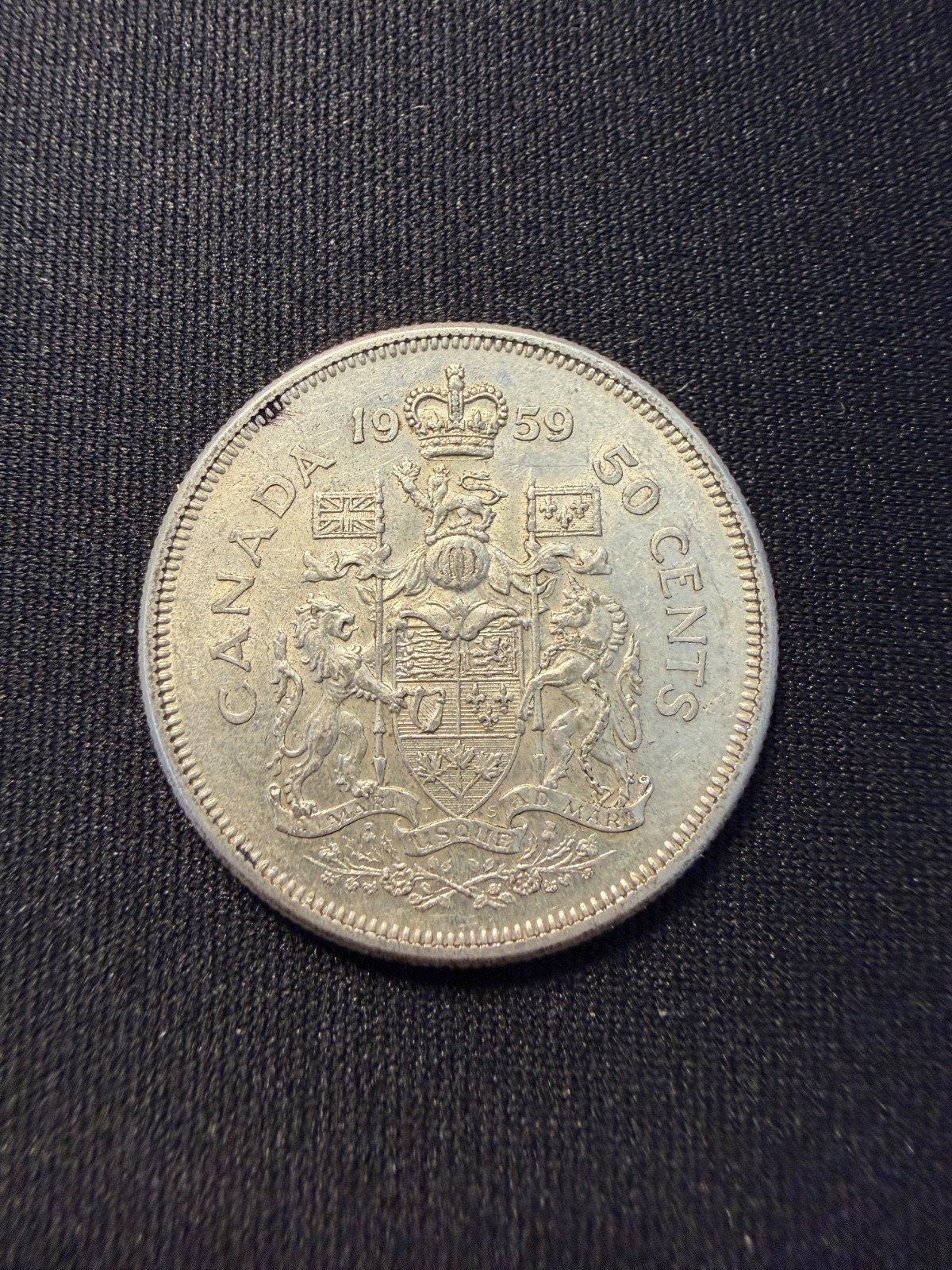 1959 Canadian Silver 80% 50 Cents Coin
