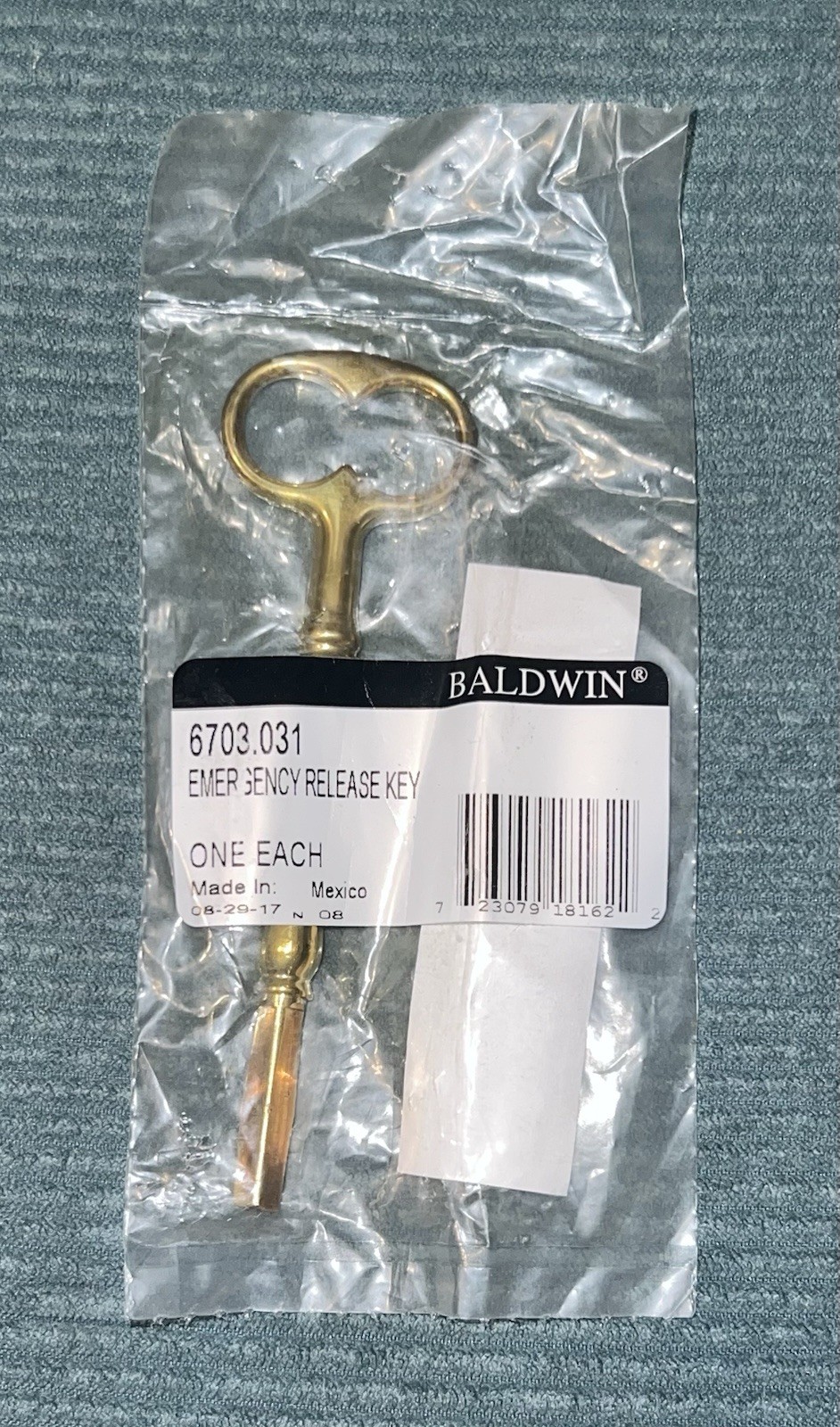 New Baldwin 6703.031 Emergency Release Key Vintage Brass BIT KEY