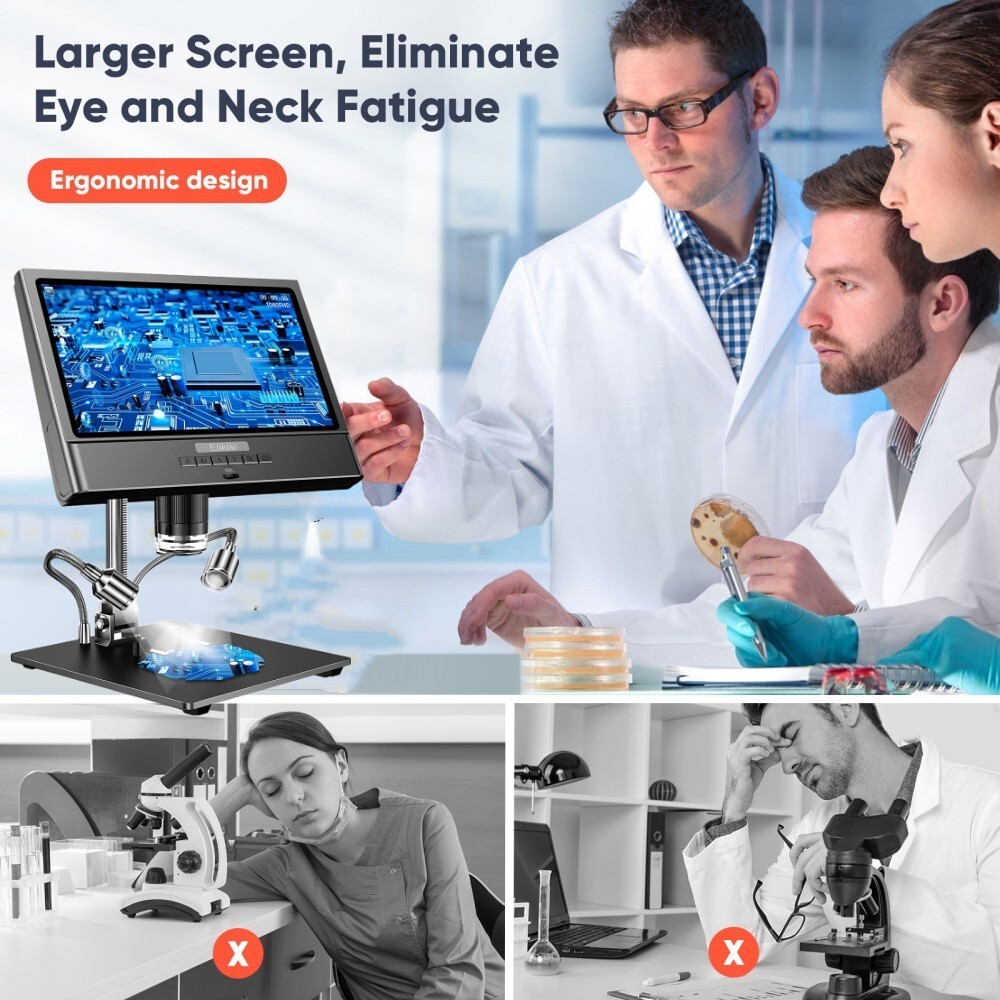 Elikliv Digital Microscope 10'' Screen 1300X Camera Soldering Microscope Adults