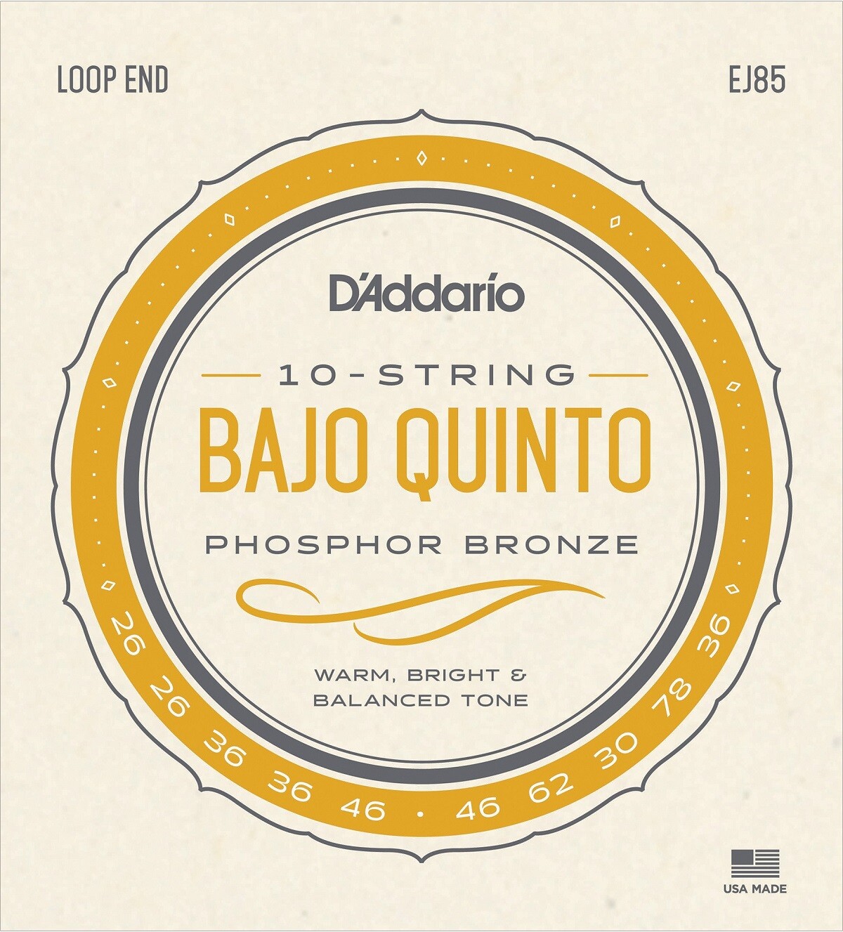 D'Addario Bajo Quinto Strings EJ85 10 String Phosphor Bronze