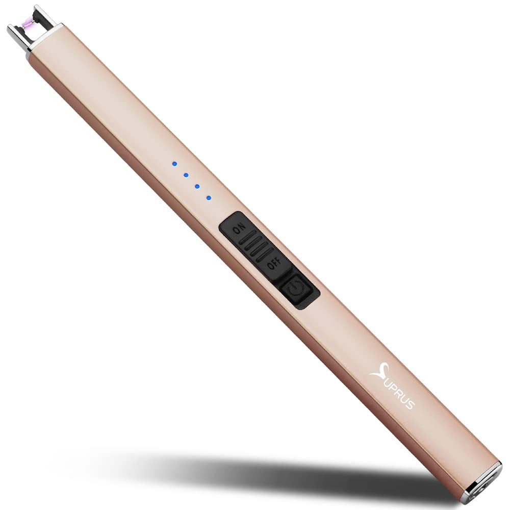 SUPRUS Electric Lighter Arc Windproof Flameless USB Rechargeable Gold