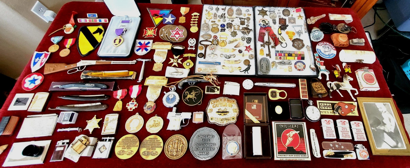 Estate Lot Vintage Airline, Pins, Badges, Military, Lighters, Oddball Items MORE