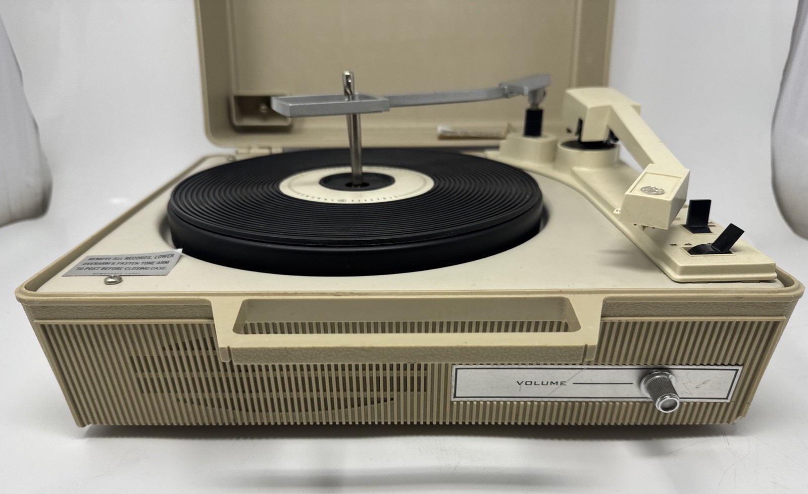 Vintage General Electric Portable Record Player, Solid State Automatic Read