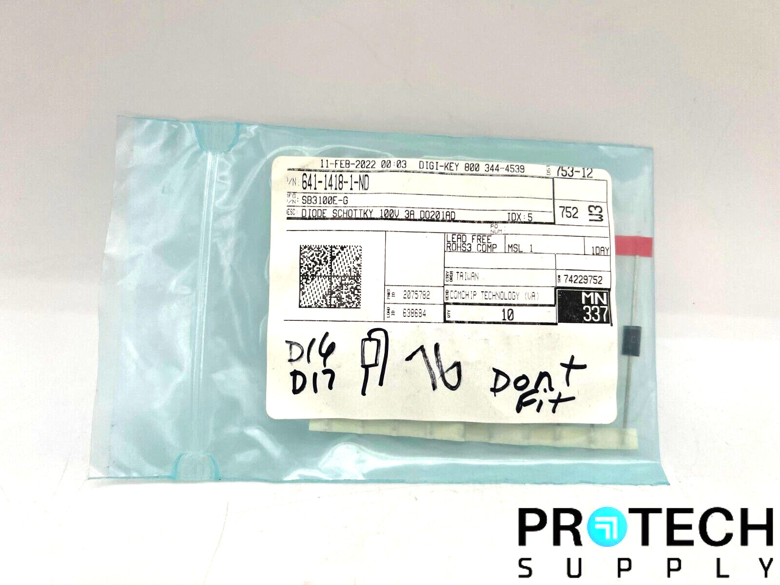 10/Pk Comchip Technology Diode Through Hole 641-1418-1-ND NEW with WARRANTY