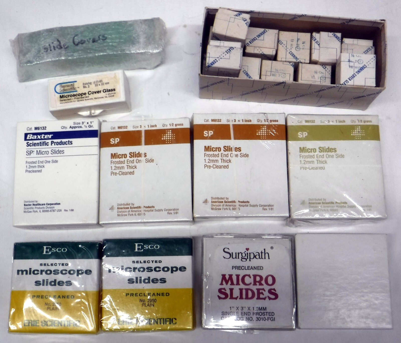 LOT Aprox 4 Gross 1" X 3" Micro Slides Slide Covers Most NEW Corning Esco Baxter