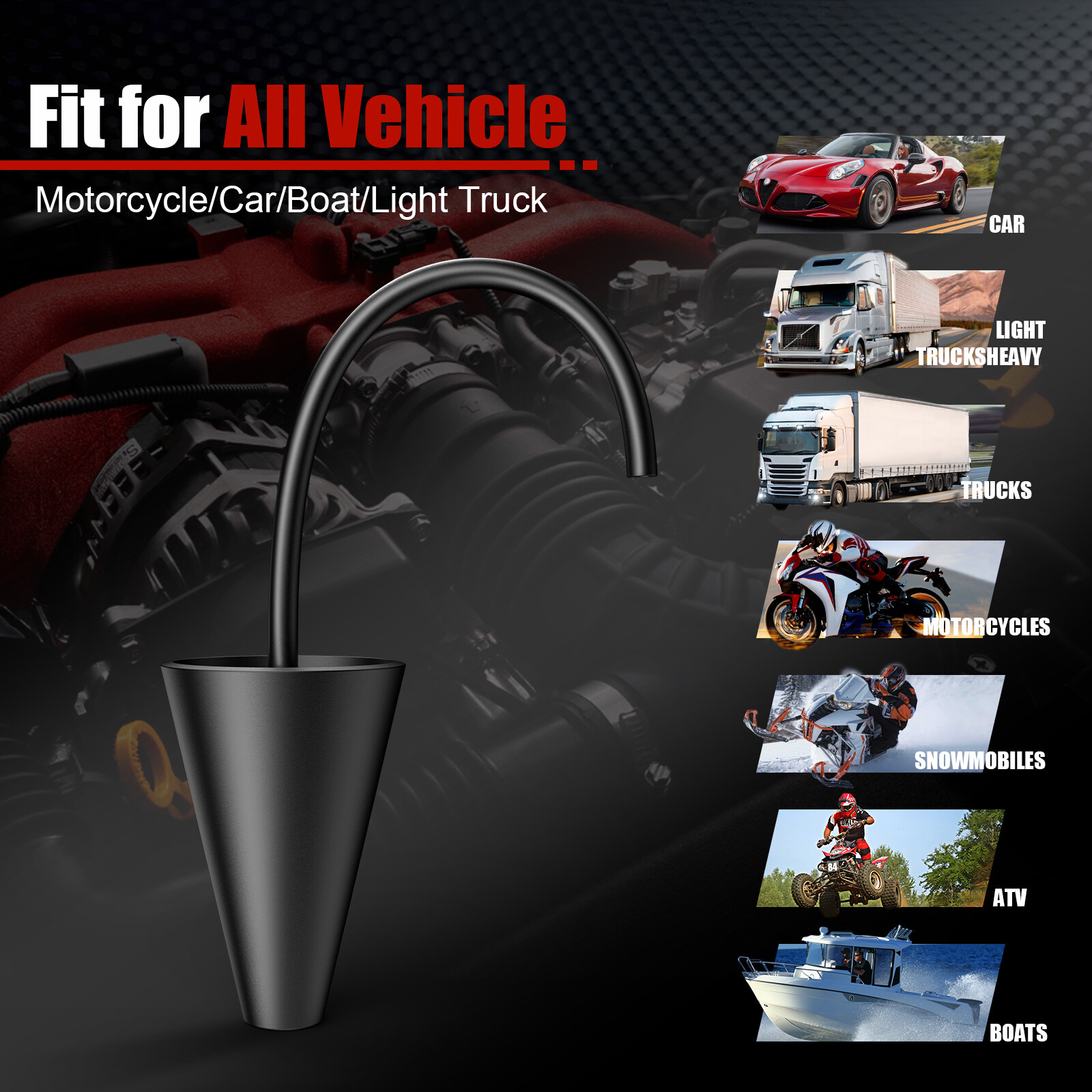 Car Cap Plug Kit EVAP Smoke Machine Intake Boot Cone Adapter for Leak Locator