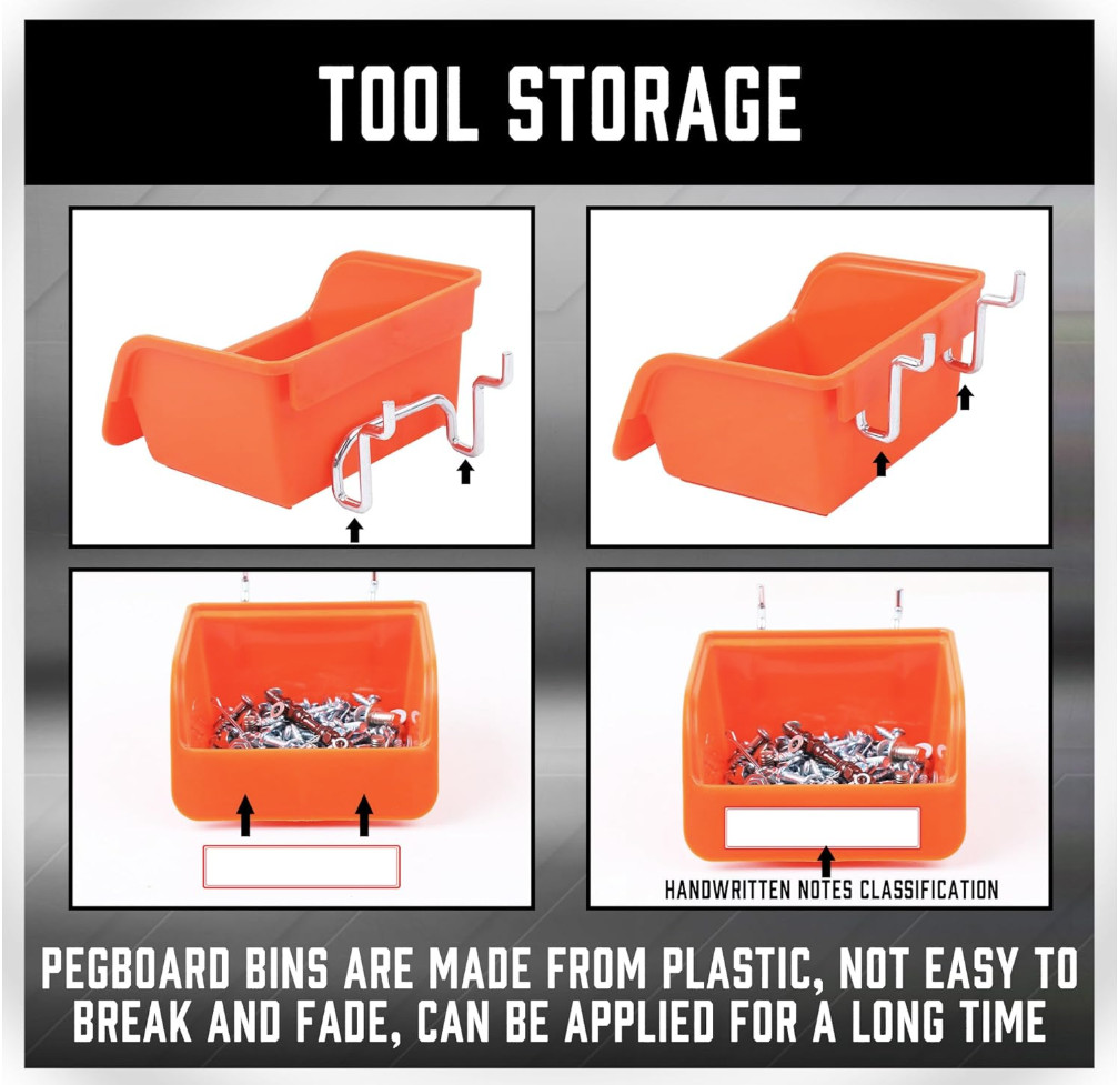 238-Piece Pegboard Hooks Assortment, Pegboard Accessories with Pegboard Bins