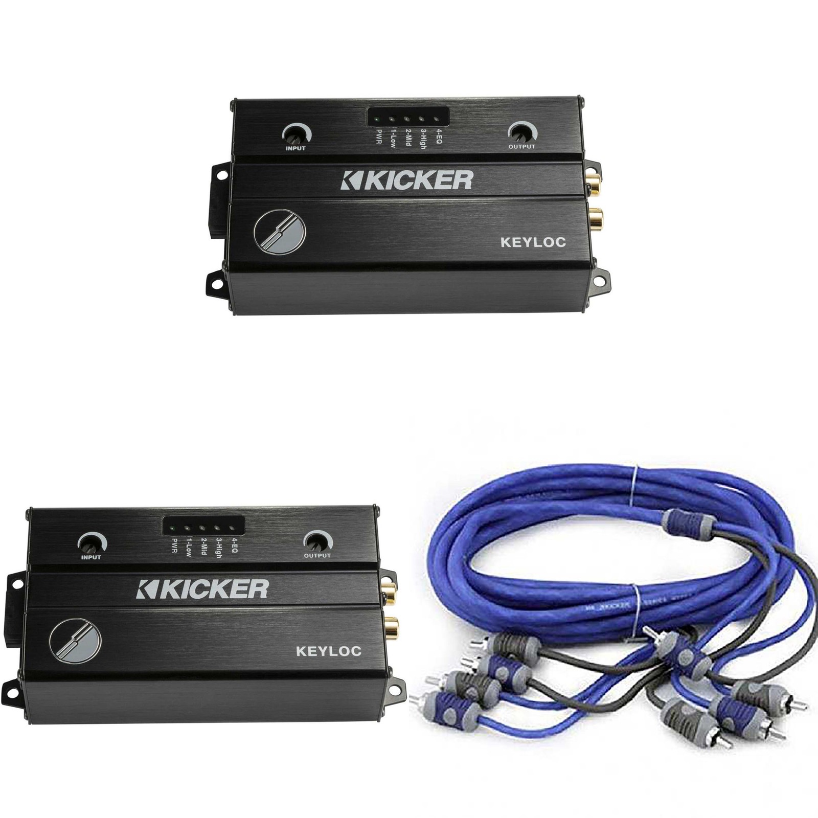 Kicker (2) 47KEYLOC Key Series Smart Powered Line-Out Converter & 46KI44 4 Me...