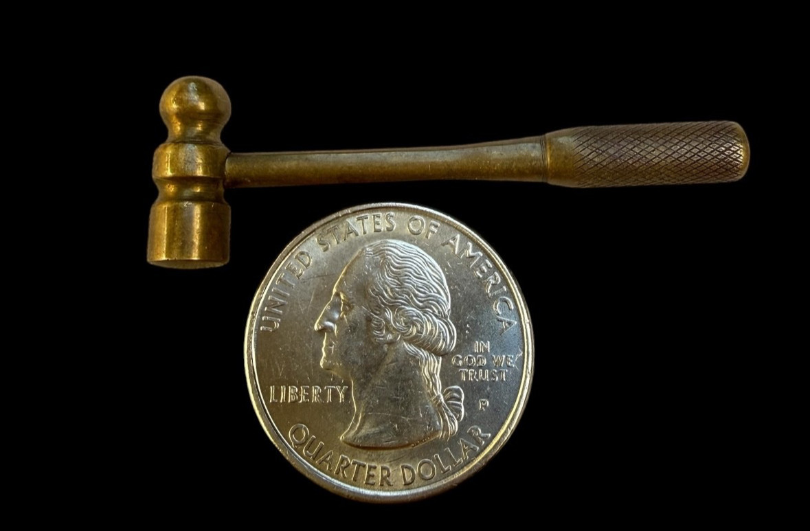 Antique Solid Brass Miniature Jeweler's Hammer tiny Vintage