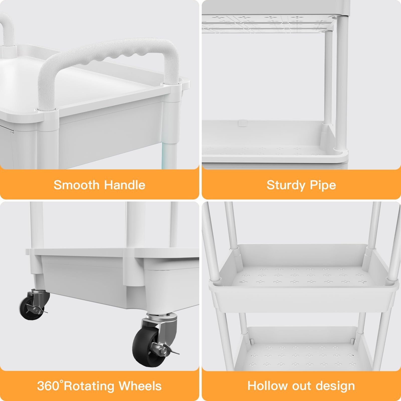 4 Tier Rolling Utility Cart with Drawer Multifunctional Storage Organizer