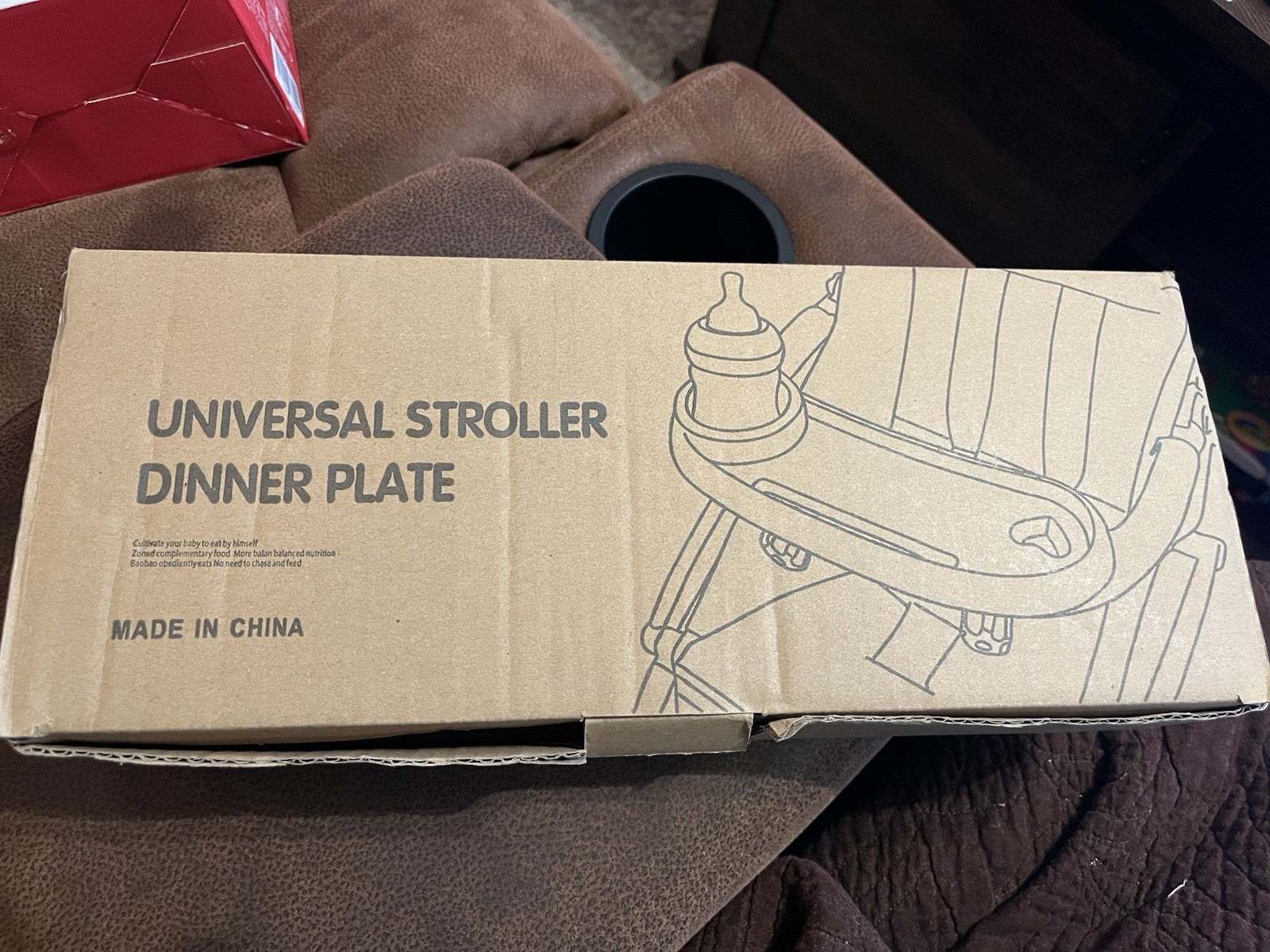 Universal Stroller Dinner Plate 2 in 1 Cup Holder Snack Tray Black
