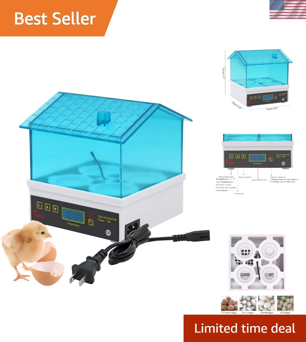 Transparent Professional Egg Hatcher for Chickens, Ducks & More - Easy to Use