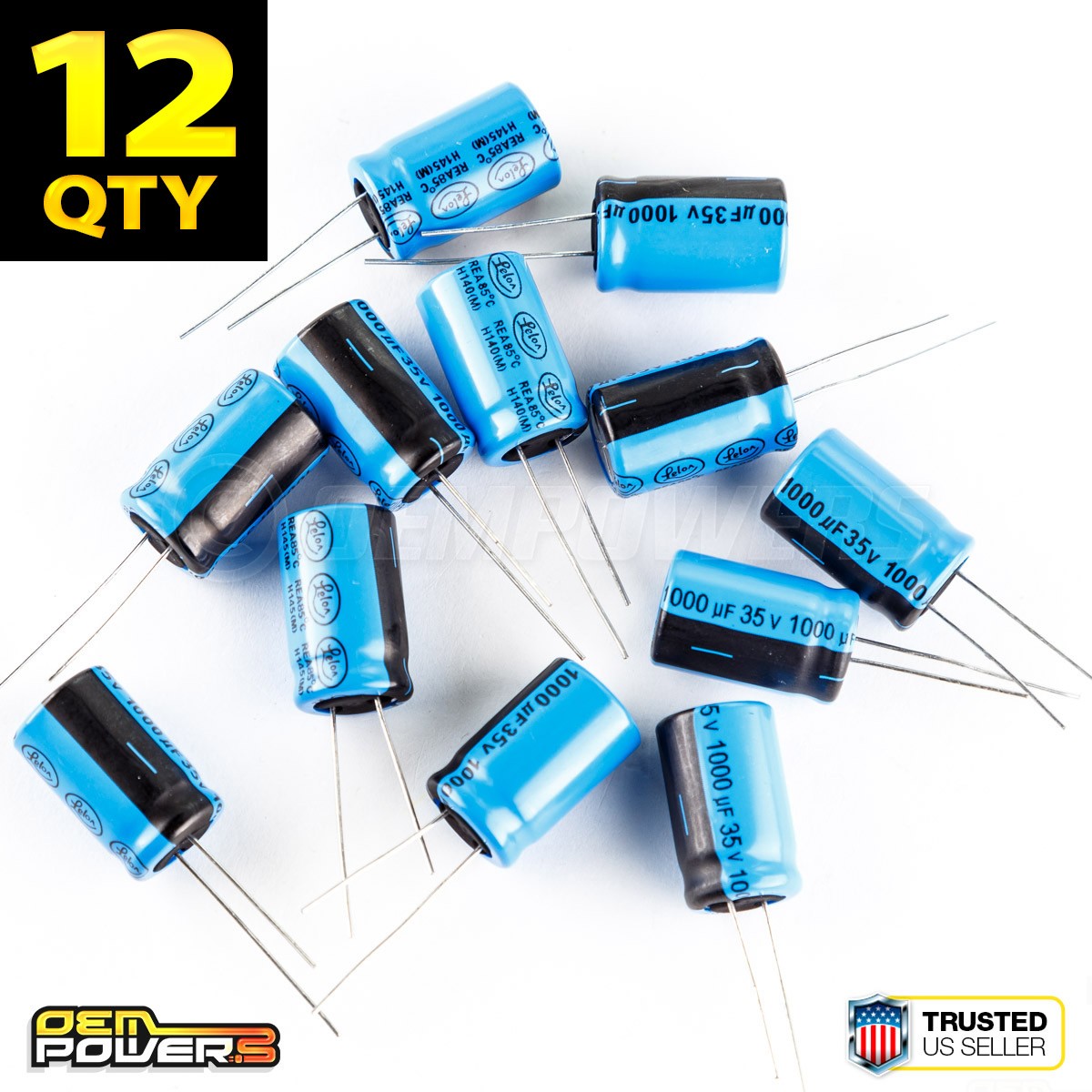 12 x Lelon 1000uF/MFD 35V ±20% Radial-lead Electrolytic Capacitor 2721032 NEW