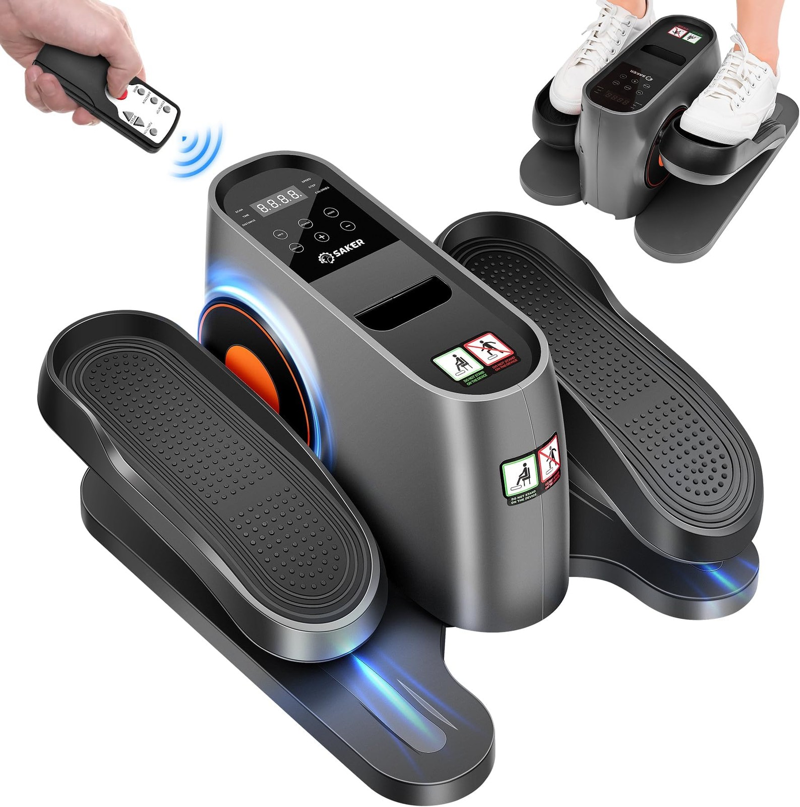 Saker Under Desk Elliptical Machine, Electric Seated Pedal Exerciser, Mini El...