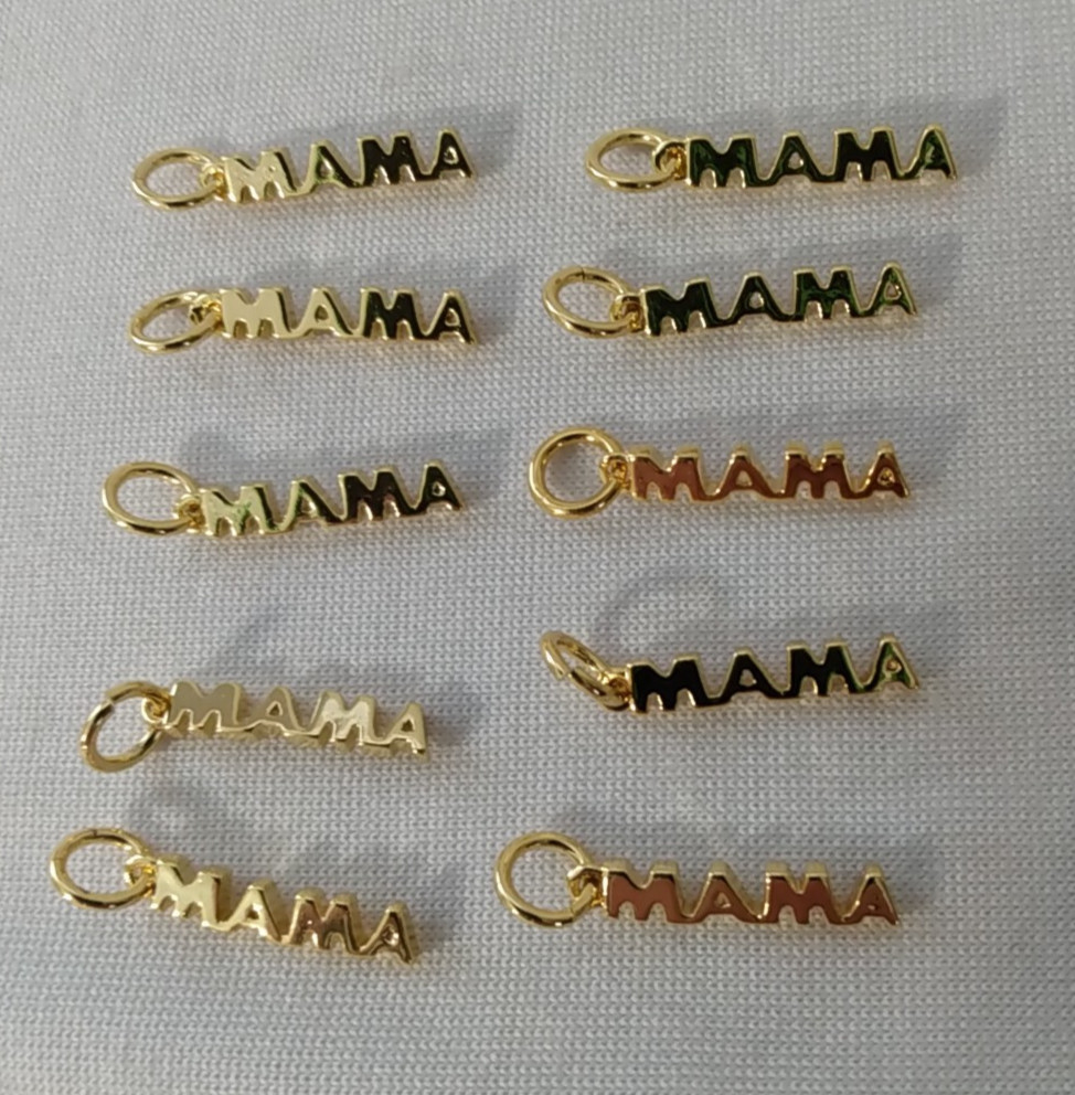 10Pcs 18K Real Gold Plated MAMA Charms Brass Word Mother Pendants Love Mother